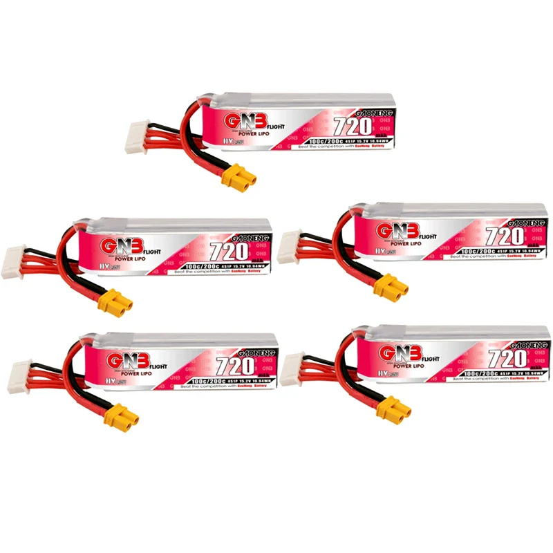 5Pcs/Set GAONENG GNB 1S/2S/3S/4S/6S 720mAh Max 200C HV Lipo Battery for FPV Drone