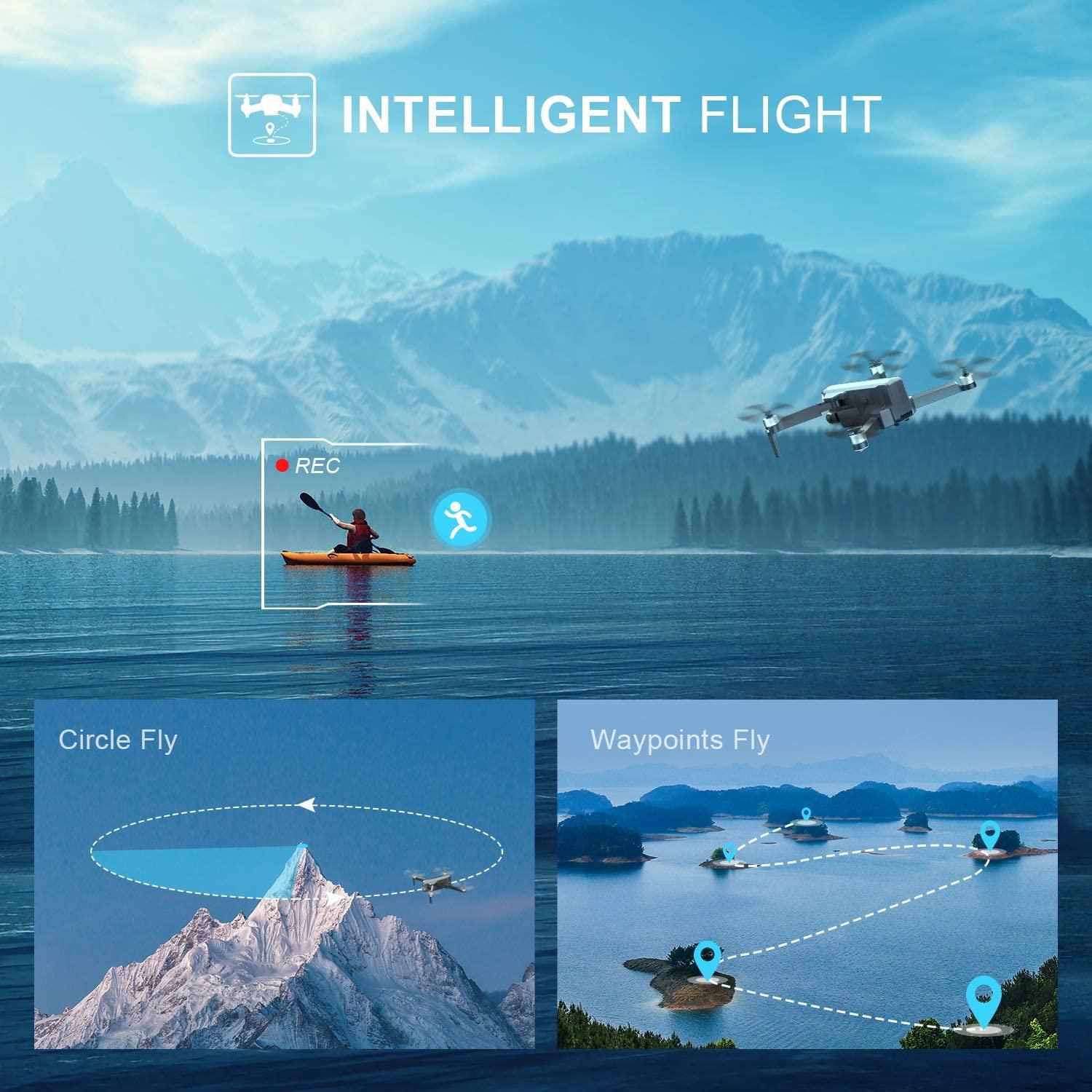 DEERC DE22 GPS Drone - with 4K HD Camera 2-axis Gimbal, EIS Anti-Shake, 5G FPV Live Video Brushless Motor, Auto Return Home, Selfie, Follow Me, Waypoints, Circle Fly 52Min Flight with Carrycase Professional Camera Drone