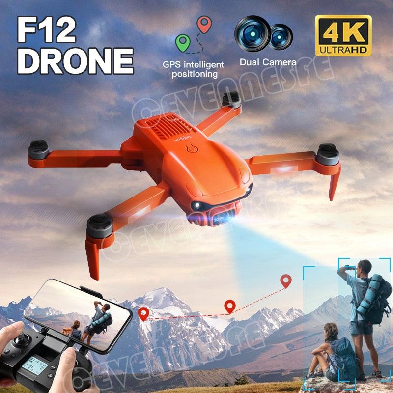 F12 GPS Drone - 4K HD professional 6K HD Dual Camera Wi-Fi FPV RC helicopter Brushless Foldable Quadcopter RC Distance 2KM Professional Camera Drone