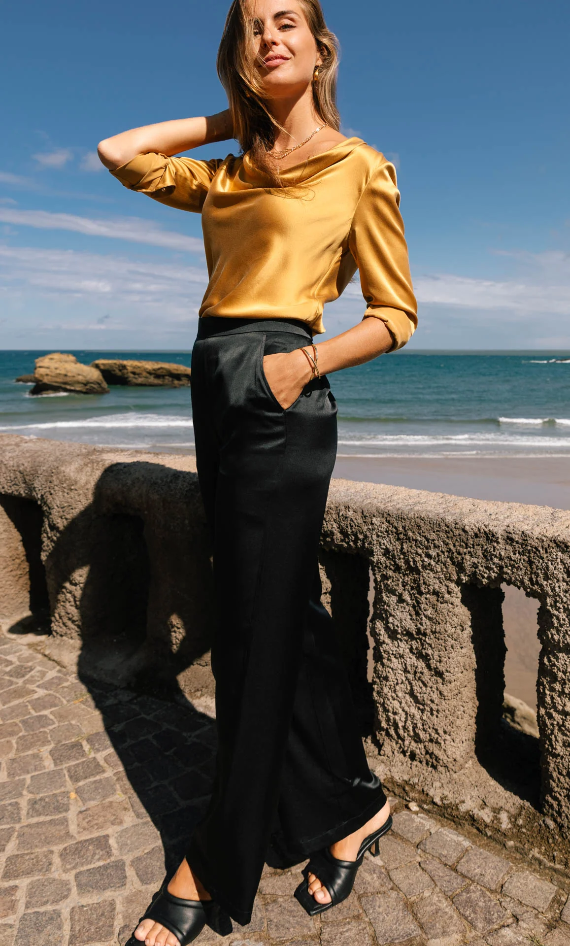 Claudia Silk Cowl Neck Blouse