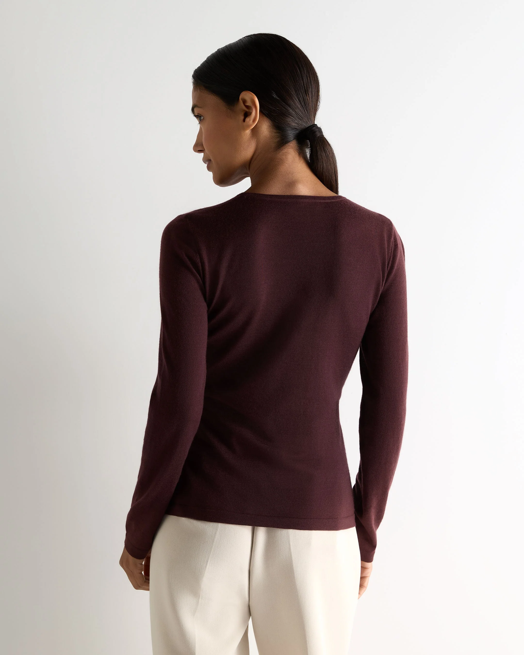 Women's Eden Superfine Cashmere Round Neck Top Claret Red