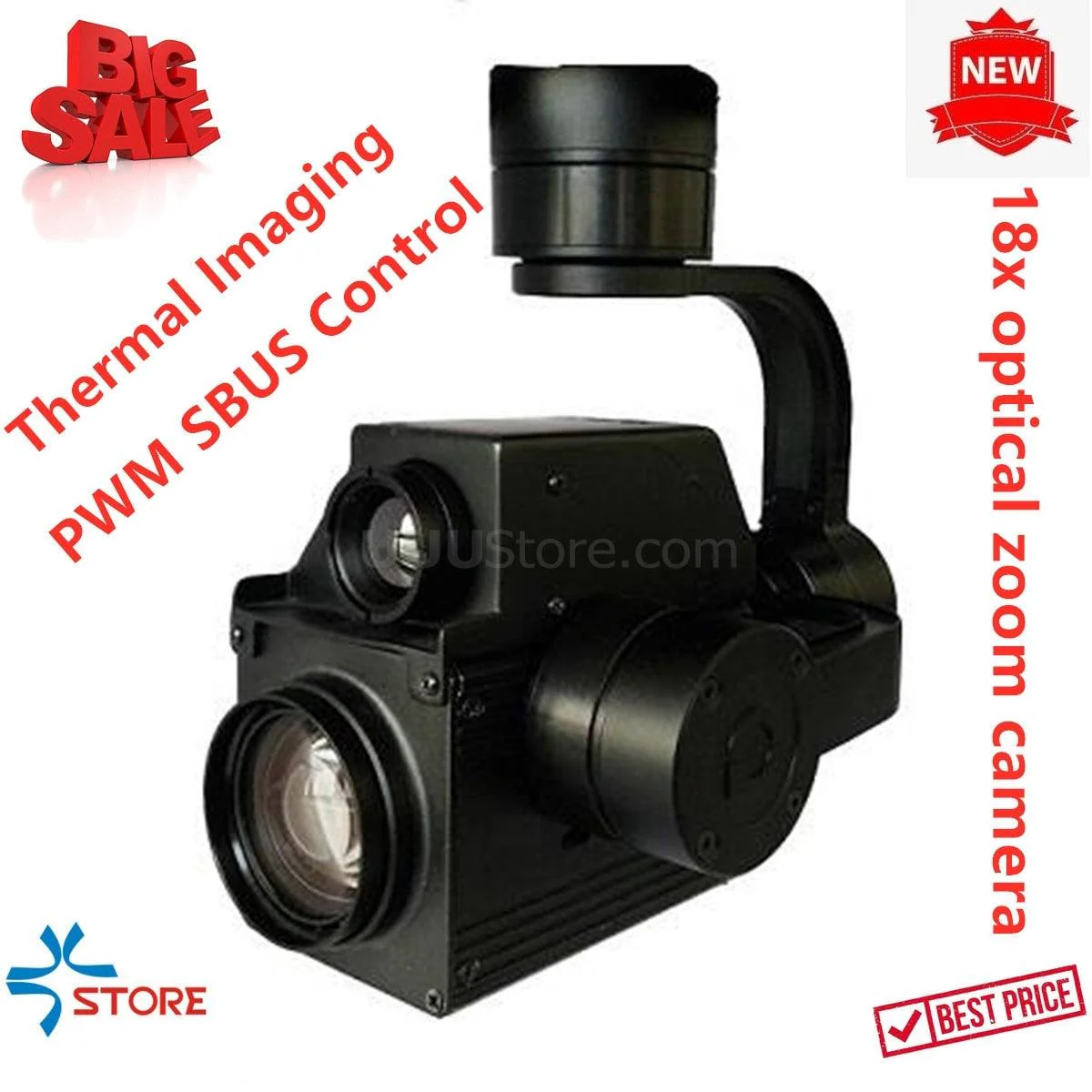 18X Dual Sensor of 4MP Zoom UAV Thermal Camera with 3 Axis Gimbal for FPV Drone Aerial Cinematography Inspection Rescue
