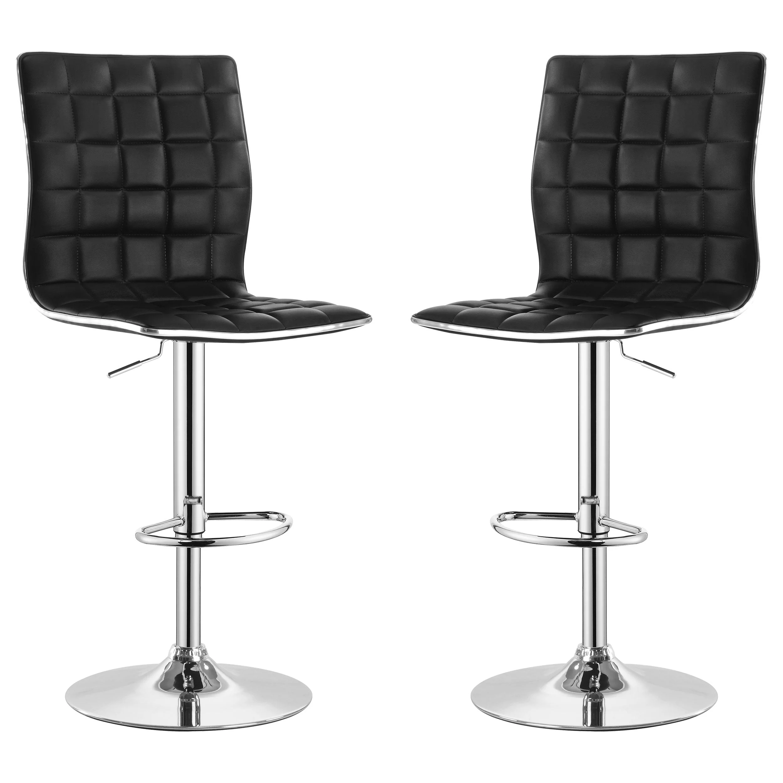 Ashbury Upholstered Adjustable Bar Stool Black / White (Set of 2)