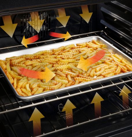 GE 220 volts gas range with Self Clean Steam Clean Air Fry convection and 5 burners with griddle 220v 240 volts 50 hz / 60 hz model JGB735220ss