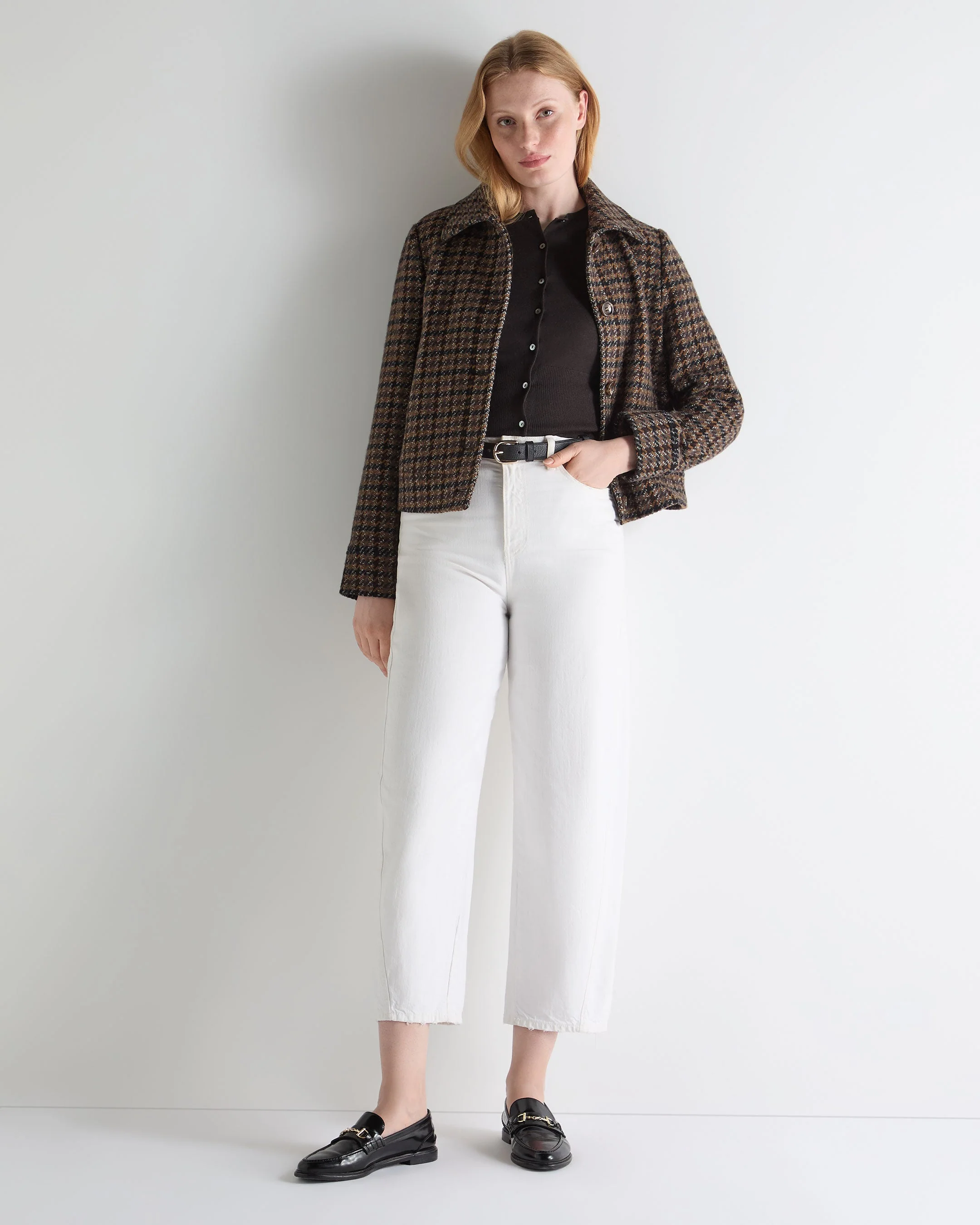 Women's Darcie Superfine Cashmere Cropped Cardigan Chocolate Brown