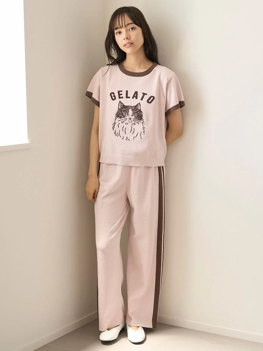 Airy Moco Variety Motif Jacquard Pullover