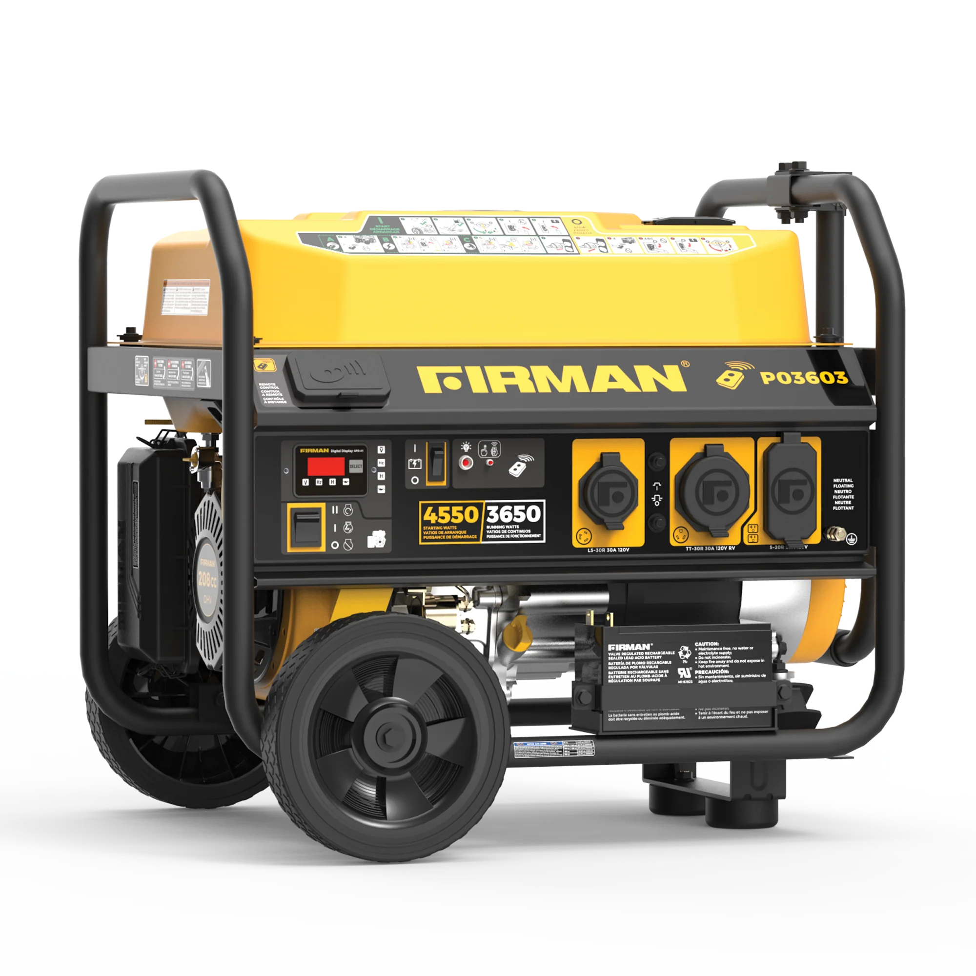 4550/3650 Watt Remote Start Gas Portable Generator cETL Certified With Wheel Kit