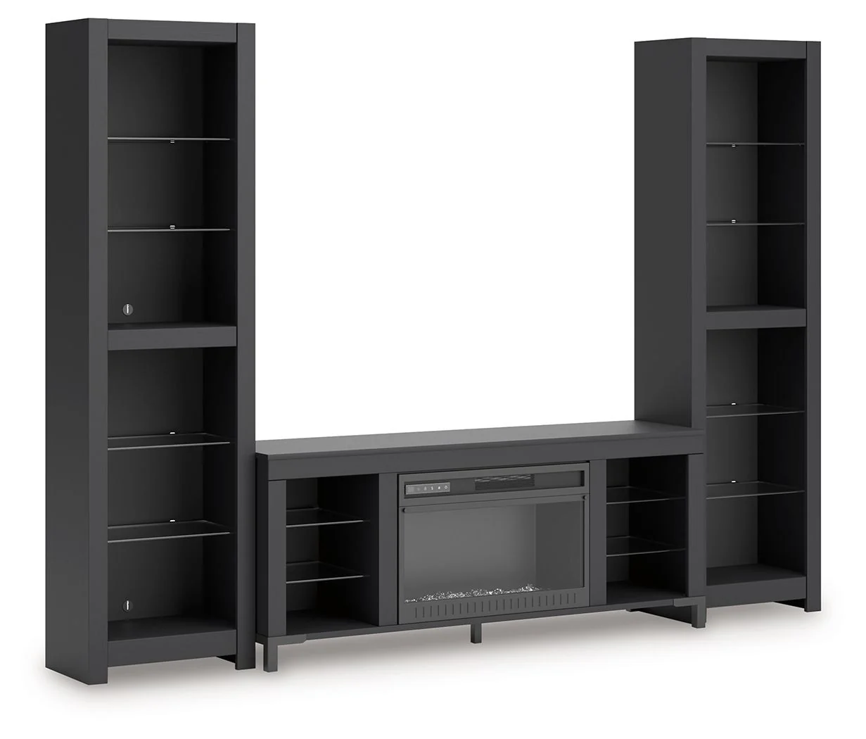 Cayberry - 3-Piece Entertainment Center With Electric Fireplace - Black