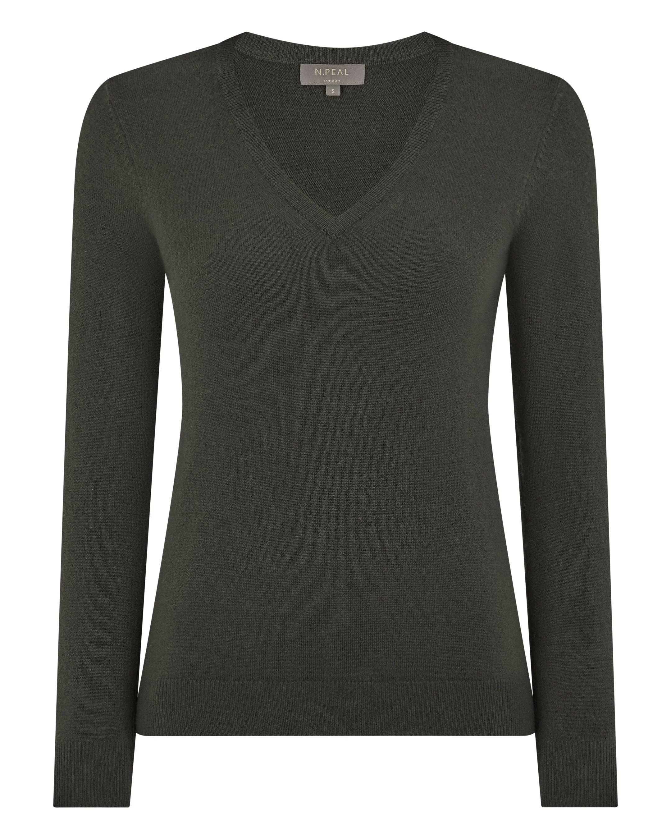 Women's Phoebe V Neck Cashmere Sweater Arabica Khaki Green