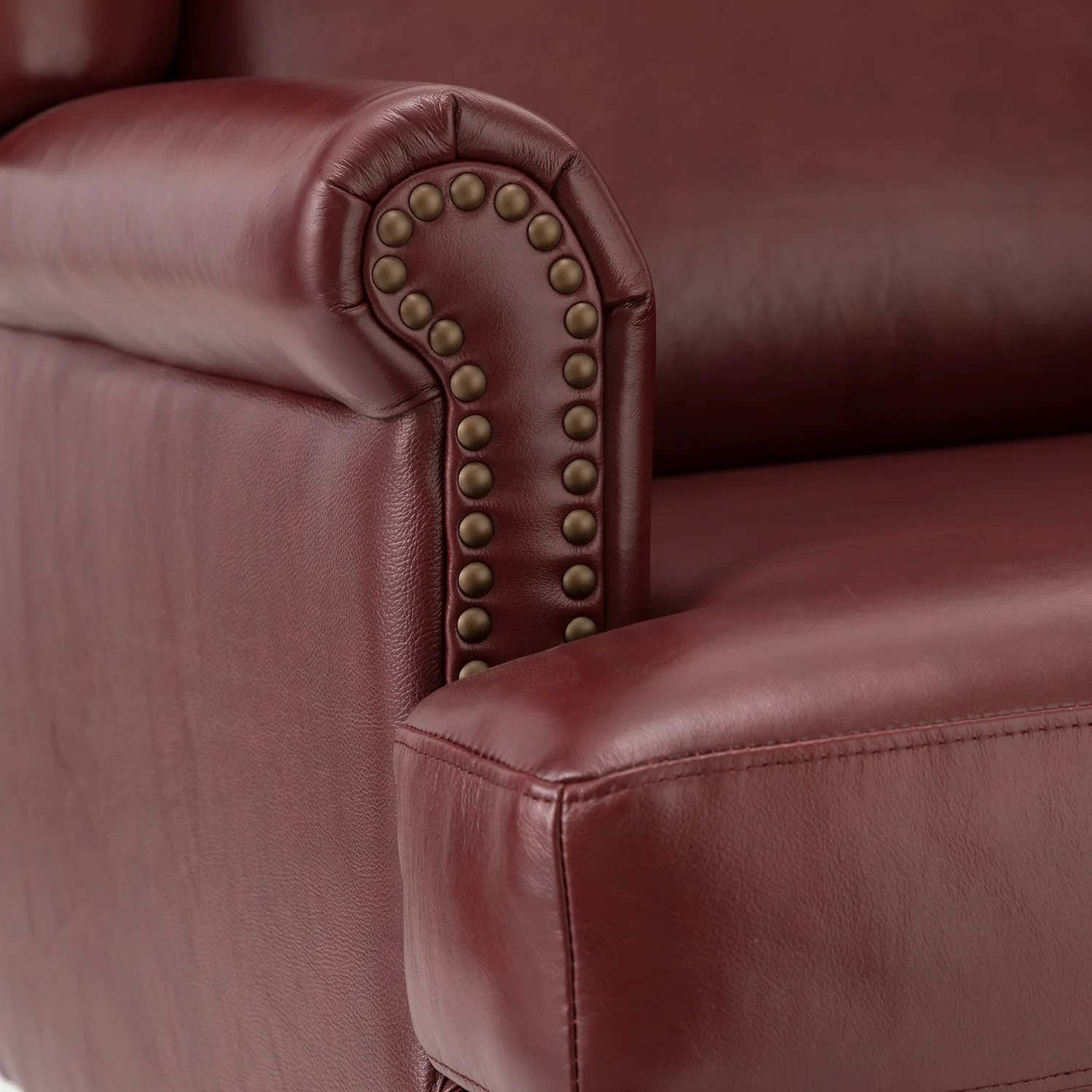 Baptist Genuine Leather Armchair in Burgundy