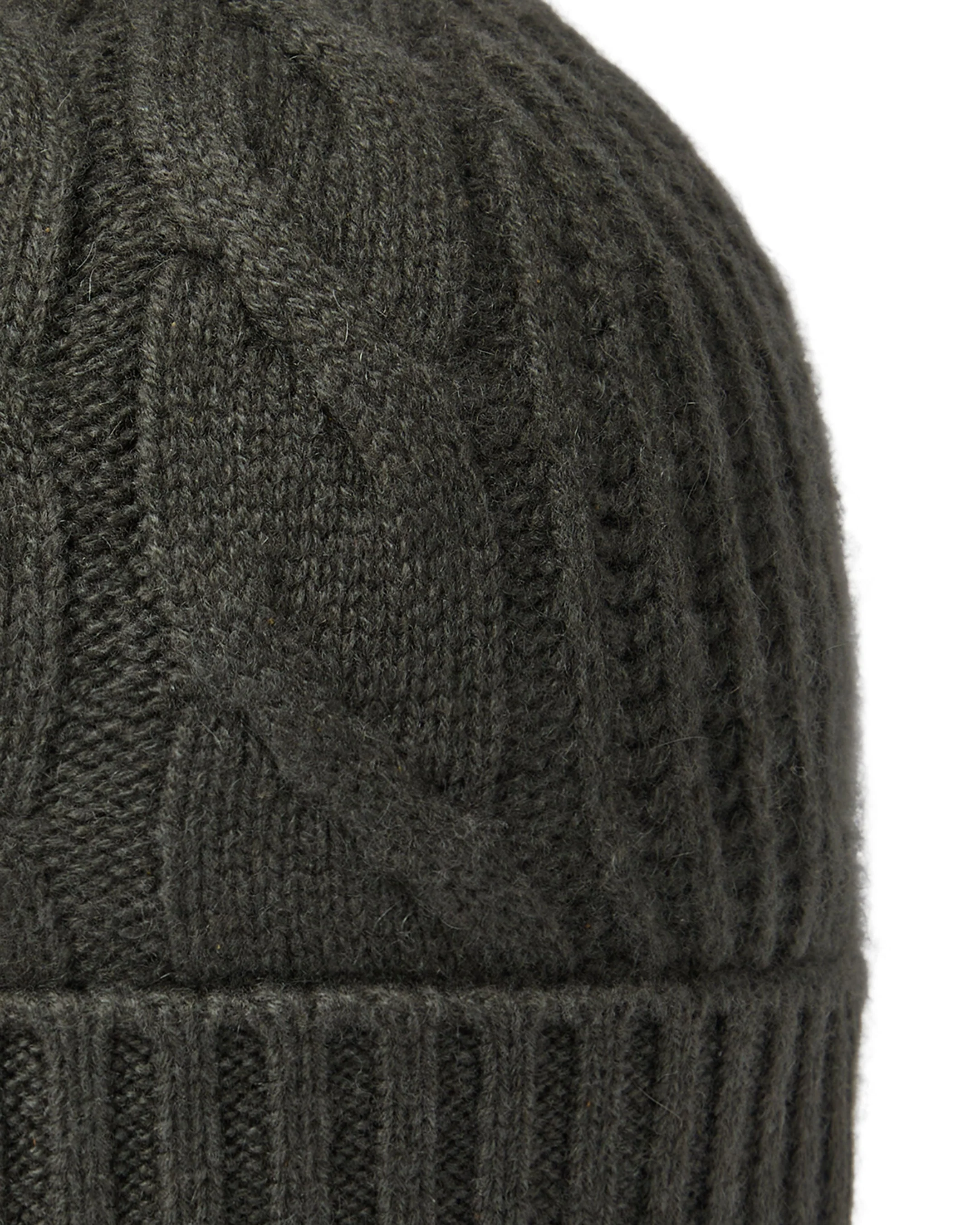 Women's Cable Rib Cashmere Hat Arabica Khaki Green
