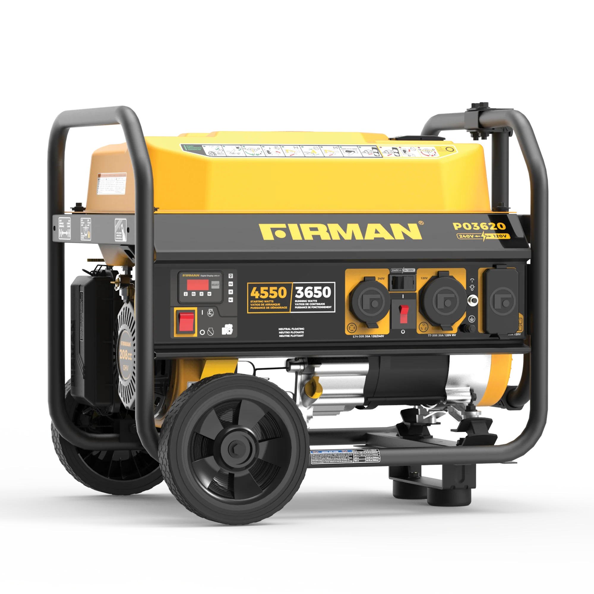 Gas Portable Generator 4550W Recoil Start 120/240V