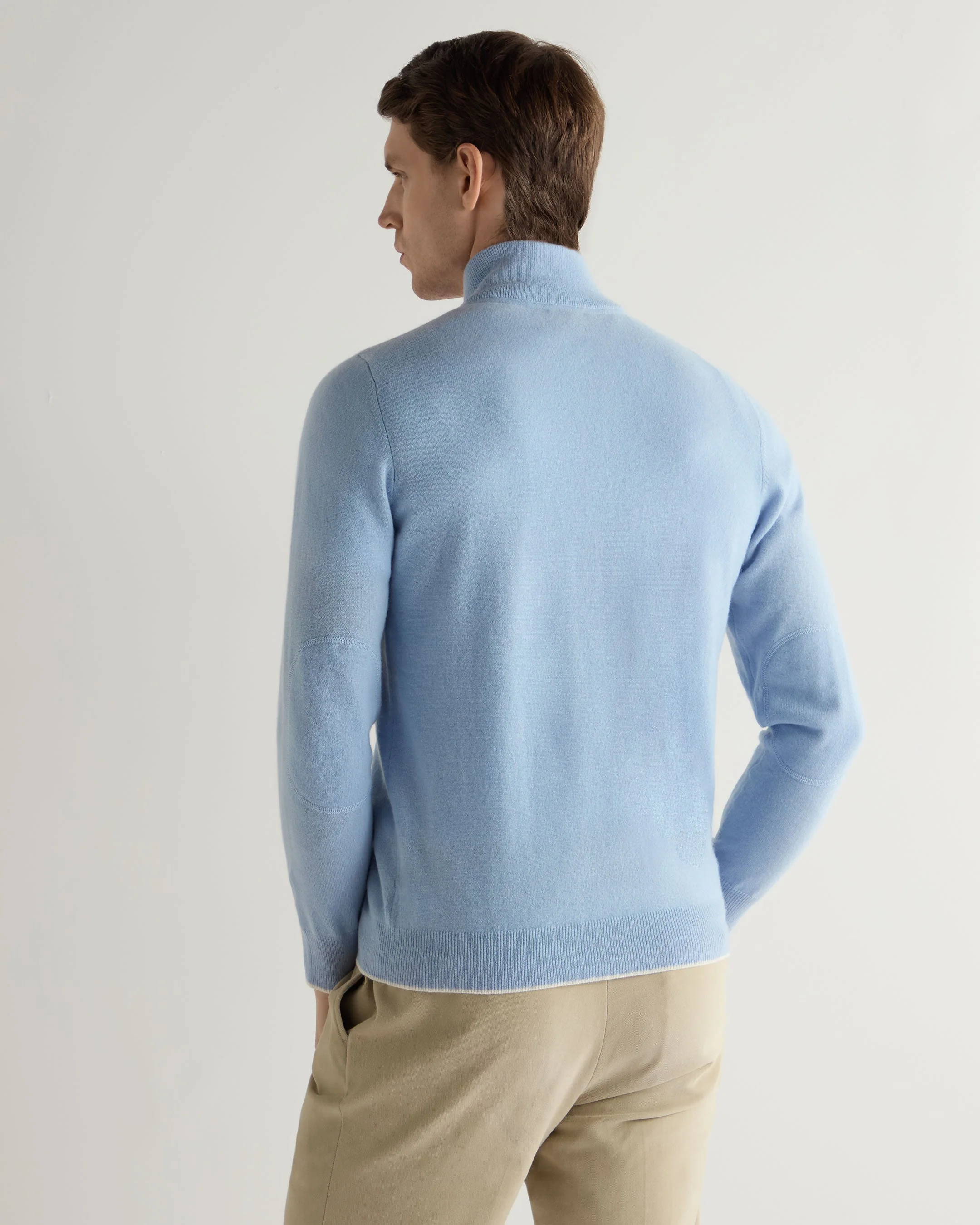 Men's Carnaby Half Zip Cashmere Jumper Sea Mist Blue