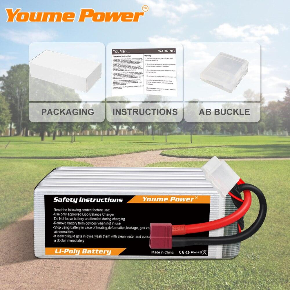 2PCS Youme 22.2V 6S Lipo Battery - 3300mah 4500mah 5200mah 6200mah 6500mah T Deans XT60 XT90 EC5 EC3 RC Parts