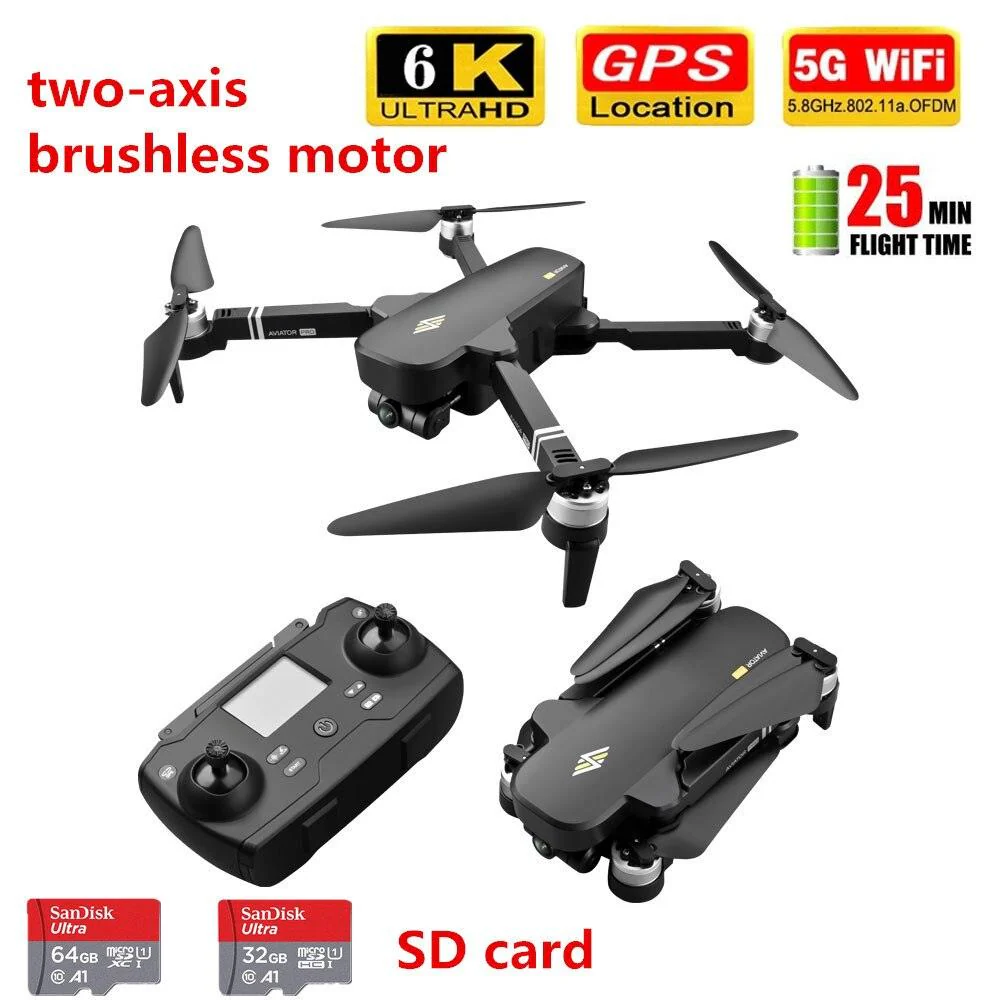 8811 Pro Drone With 32G/64 TF SD Card - 5G WIFI FPV RTR  With 6K HD Camera  2-Axis Anti-Shake Self-Stabilizing Gimbal Dron Professional Camera Drone