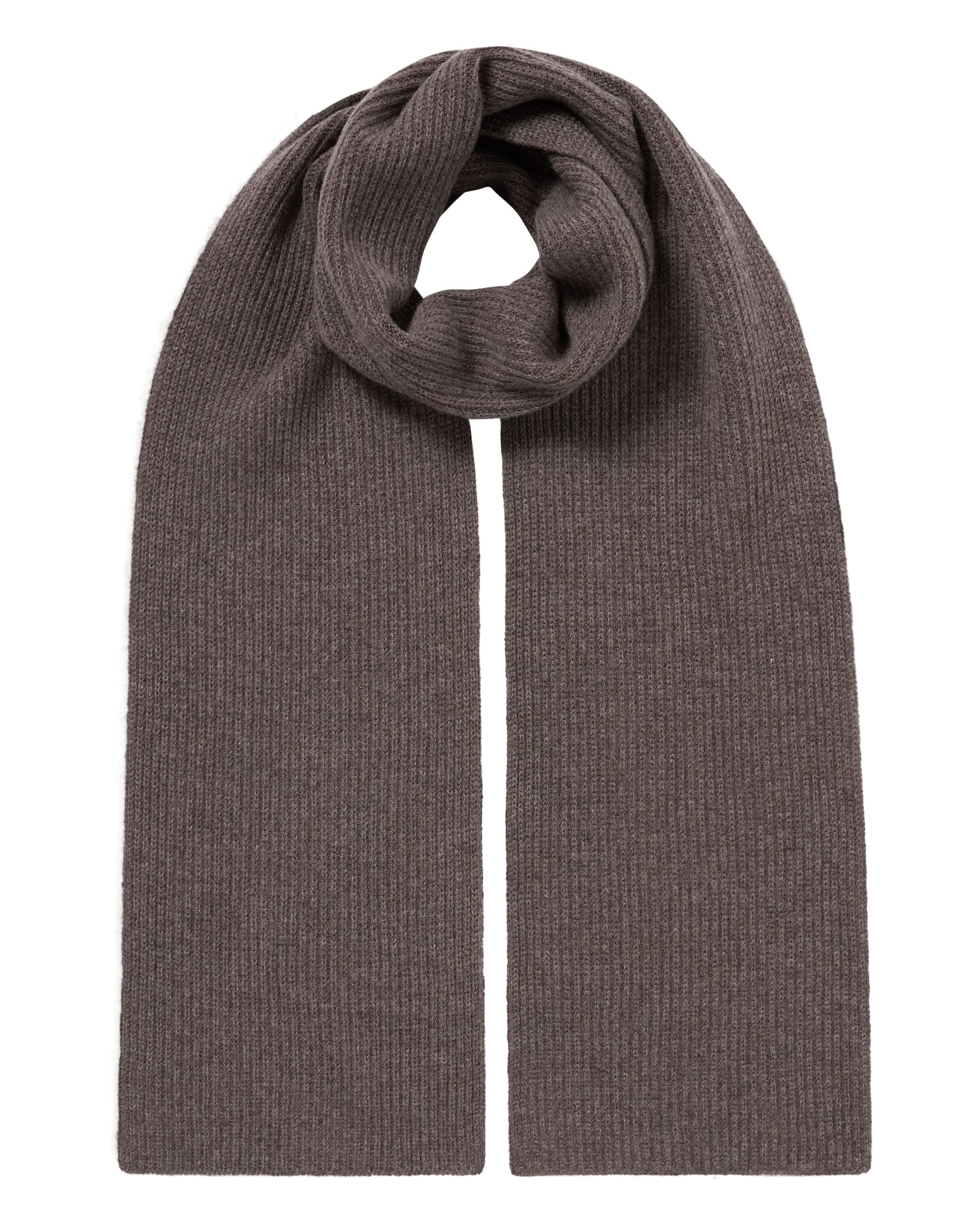 Unisex Ribbed Cashmere Scarf Otter Brown