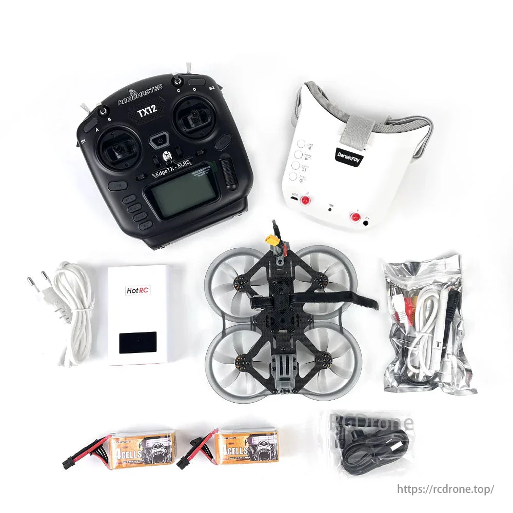 DarwinFPV CineApe 25 RTF Analog 3-Inch FPV Drone Kit – 4S 850mAh, TX12 ELRS, VR009 Goggles