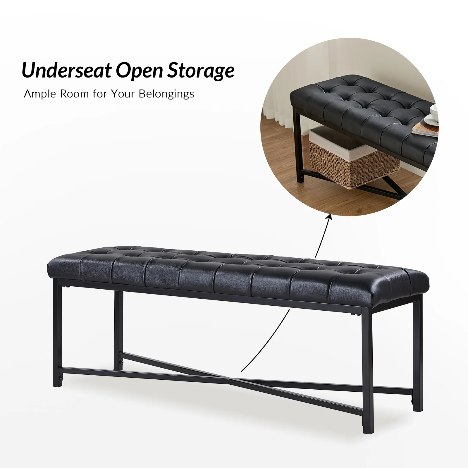 Arnold Upholstered Flip Top Storage Bench in Black