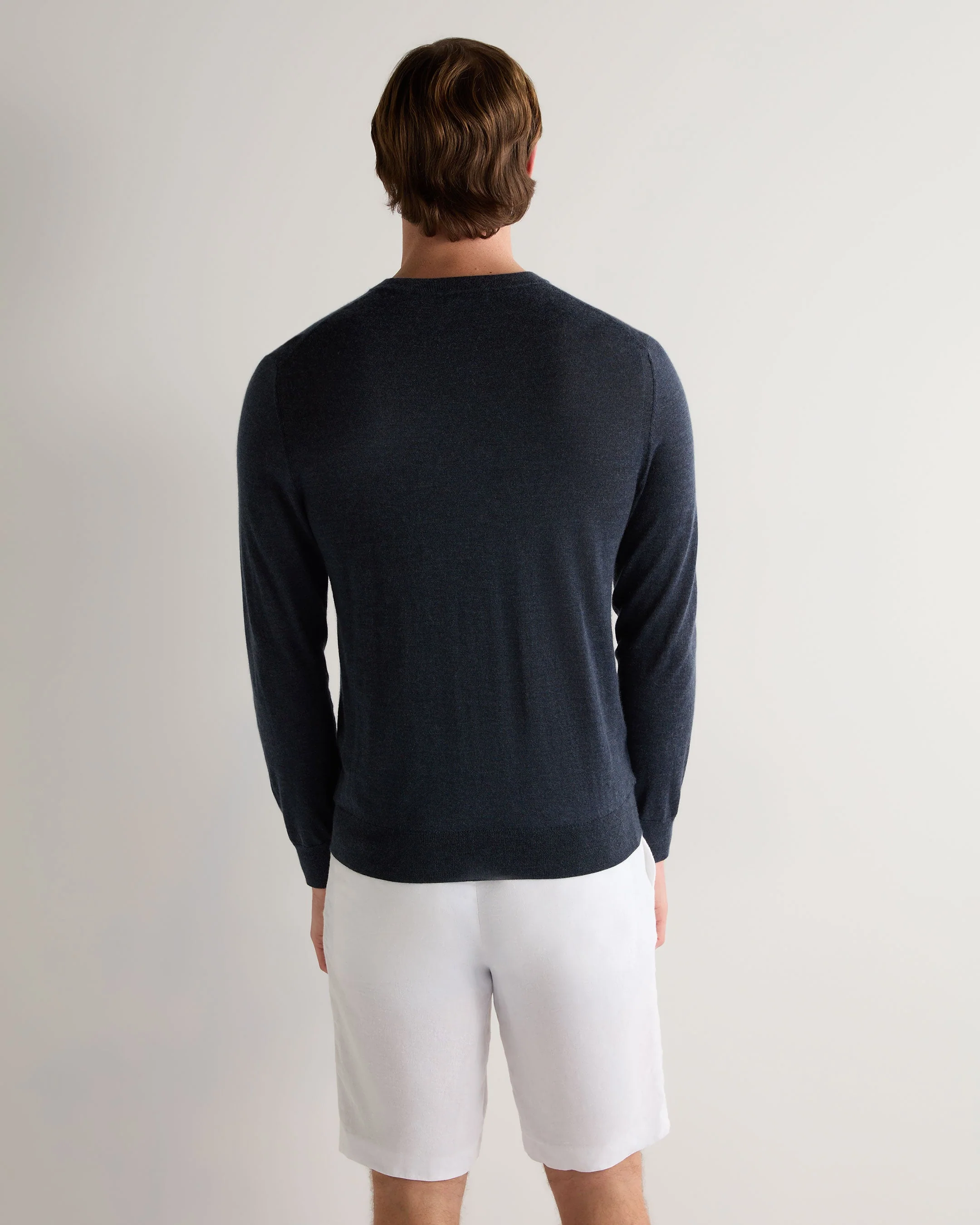 Men's Covent Fine Gauge Cashmere Round Neck Sweater Indigo Blue