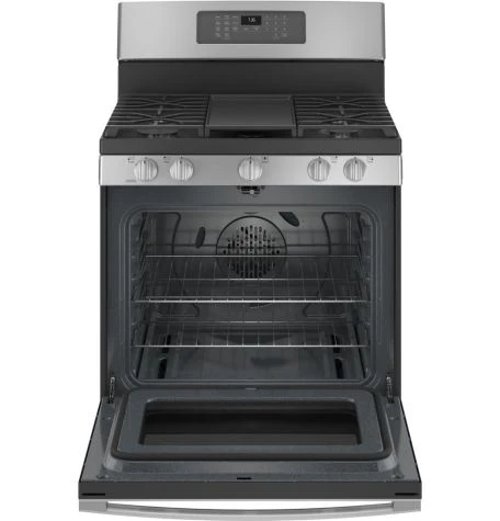 GE 220 volts gas range with Self Clean Steam Clean Air Fry convection and 5 burners with griddle 220v 240 volts 50 hz / 60 hz model JGB735220ss