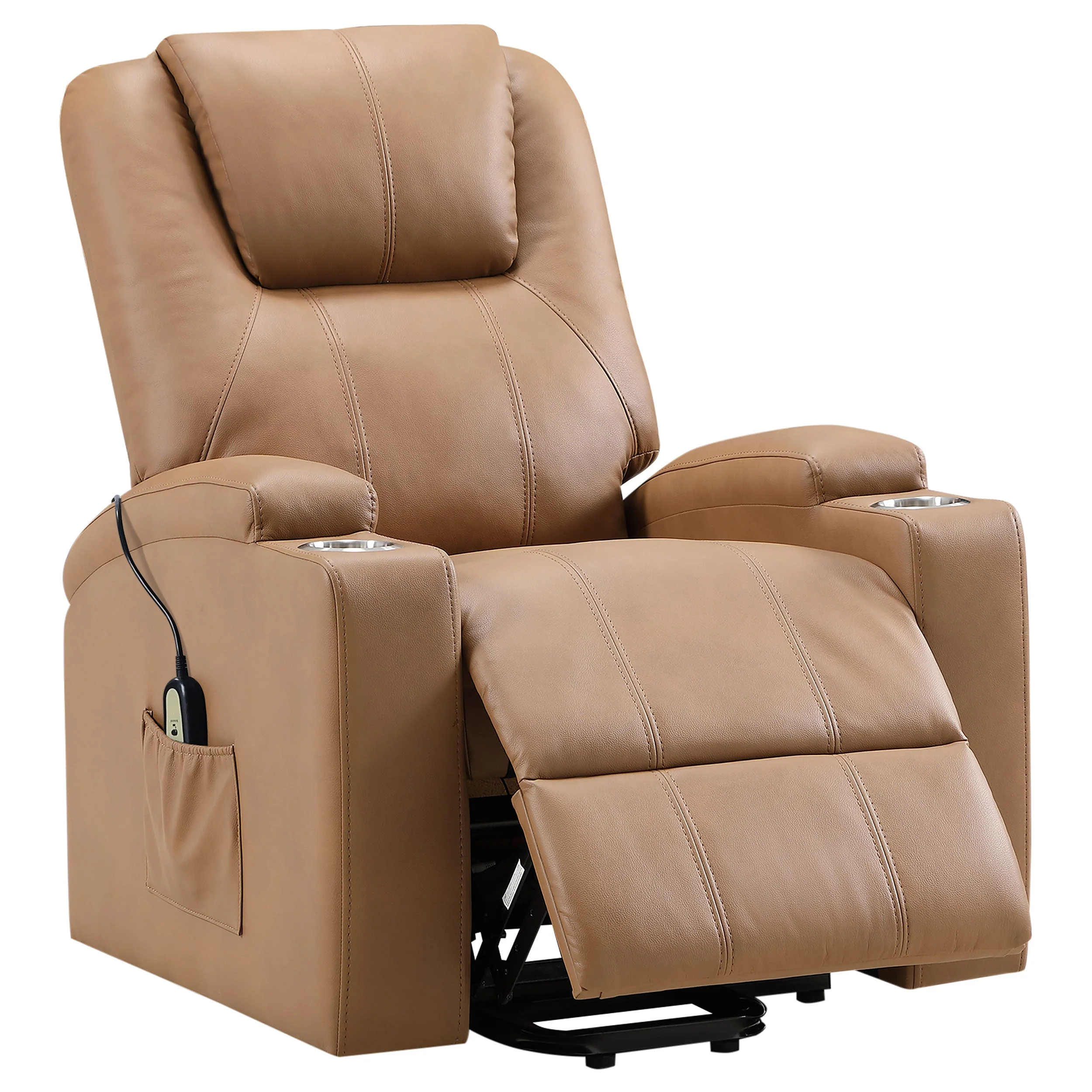 Armstrong Upholstered Power Lift Massage Recliner Black