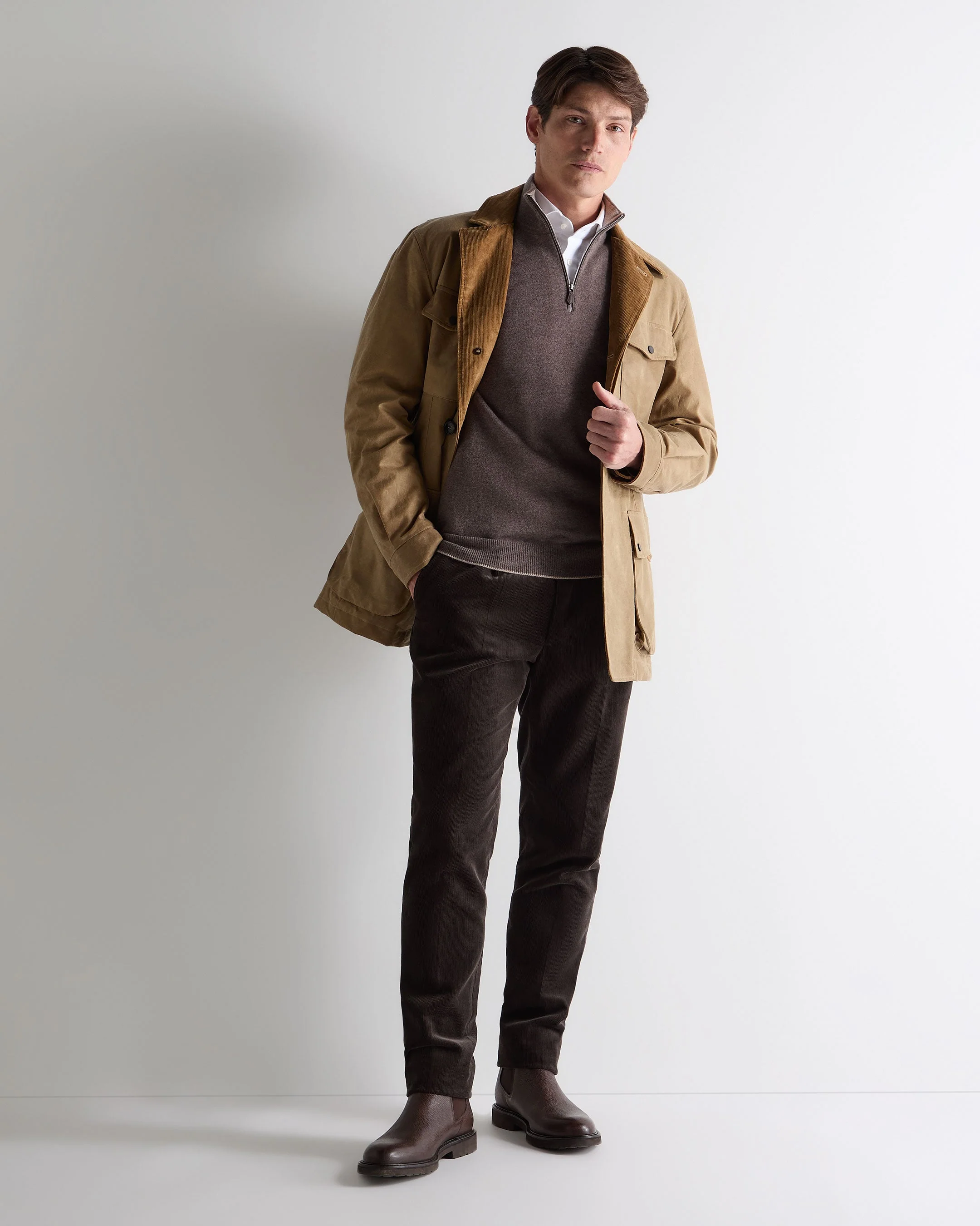 Men's Carnaby Half Zip Cashmere Jumper Otter Brown