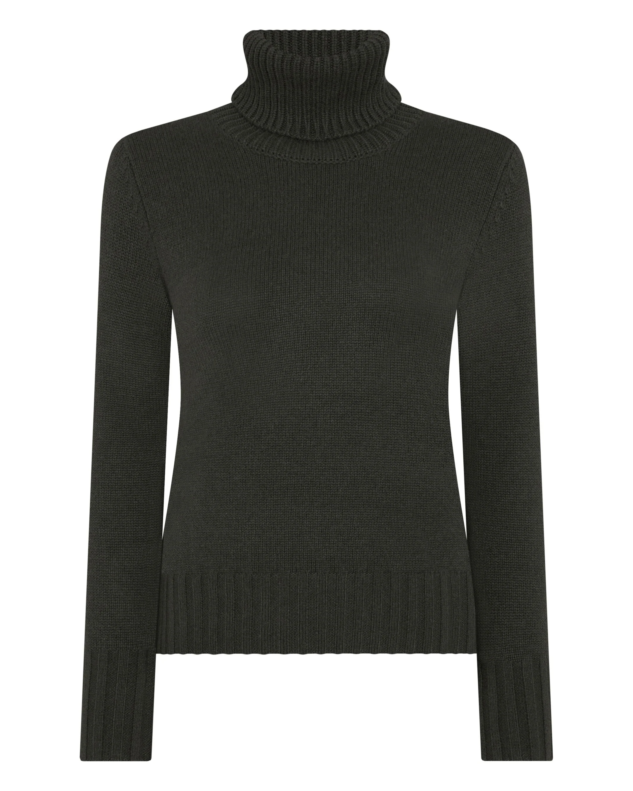 Women's Hazel Chunky Turtle Neck Cashmere Sweater Arabica Khaki Green