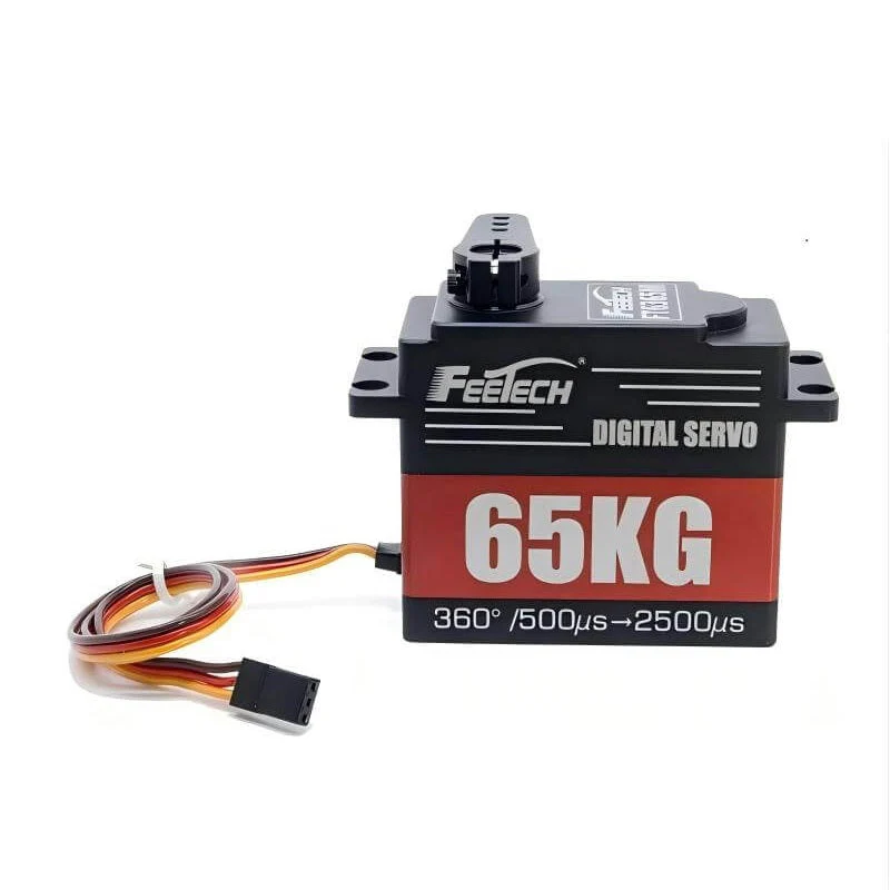 FEETECH FT6365 Servo Motor, 7.4V 65kg.cm 360° Magnetic Encoder Steel Gear, 4.8–8.4V PWM, Aluminum Case