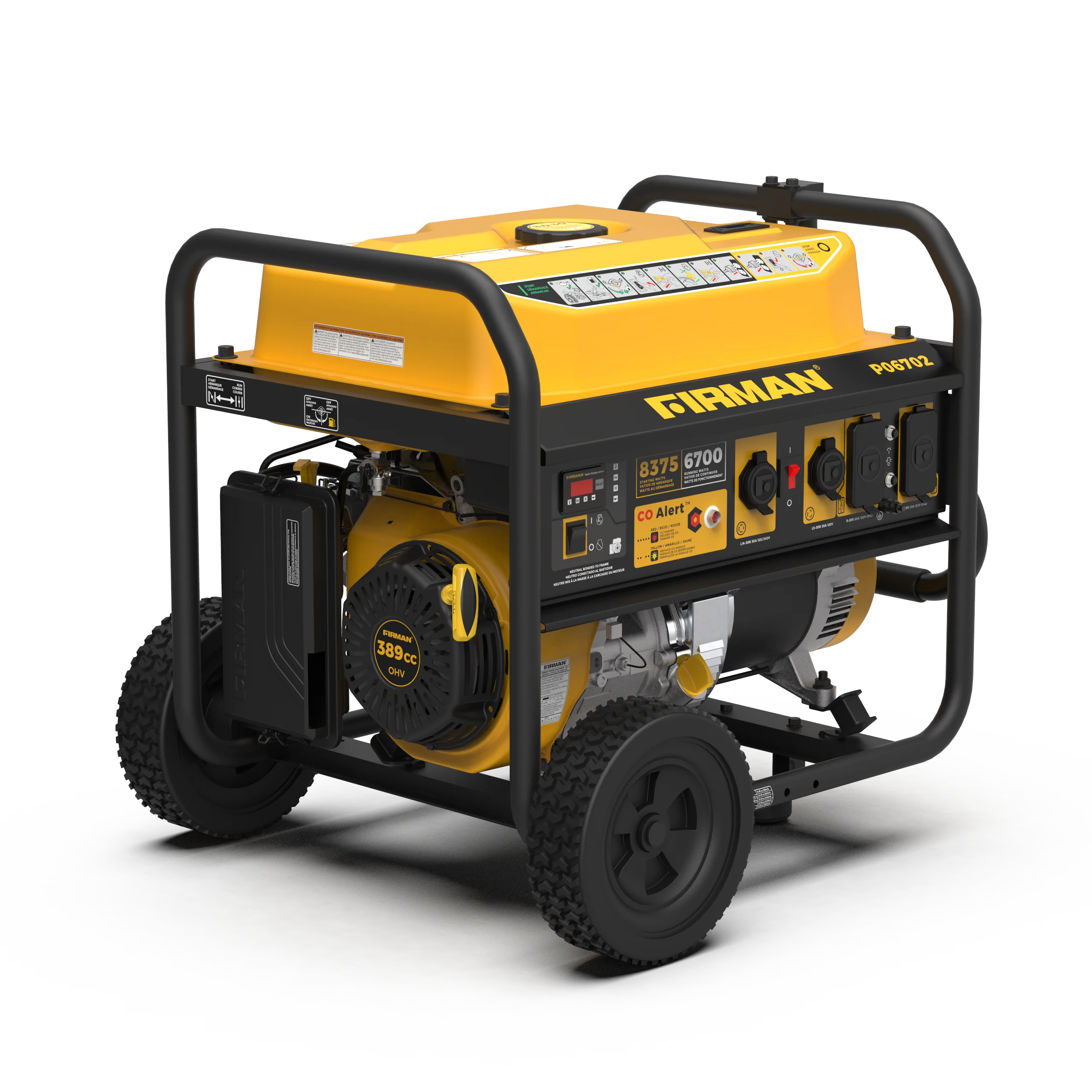 Gas Portable Generator 8375W Recoil Start 120/240V With CO Alert