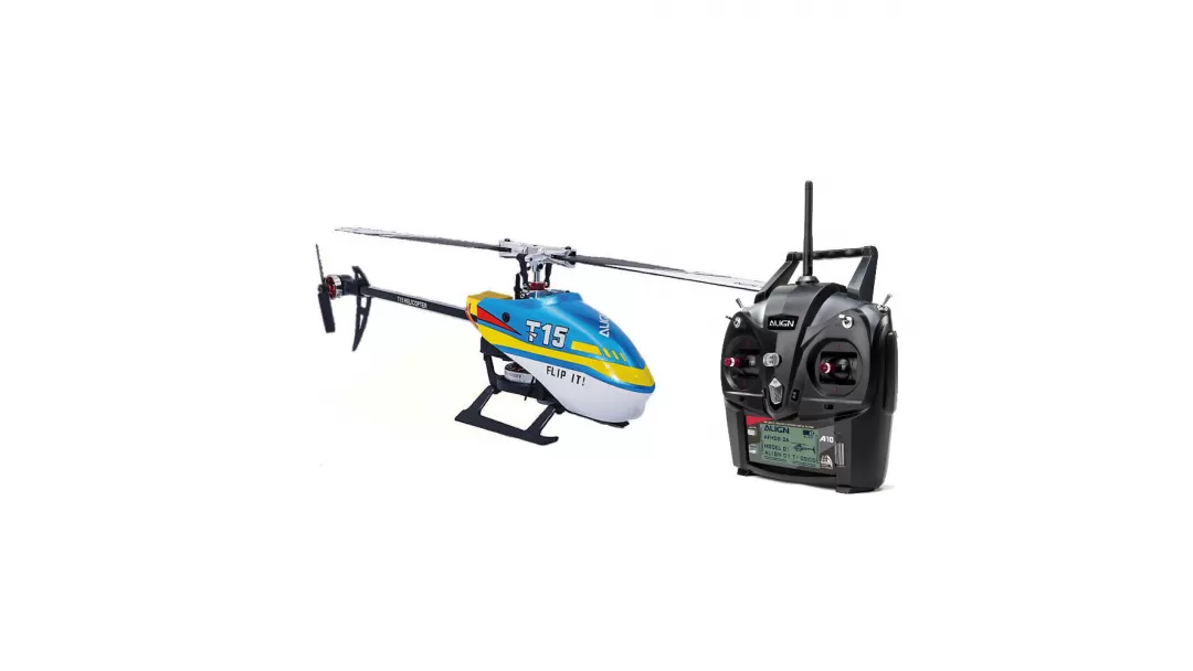 Align T-REX T15  RC Helicopter - TA Super Combo Includes A10 RTF (Blue) RH15E31XW RH15E32XW / BNF RH15E21XW RH15E22XW