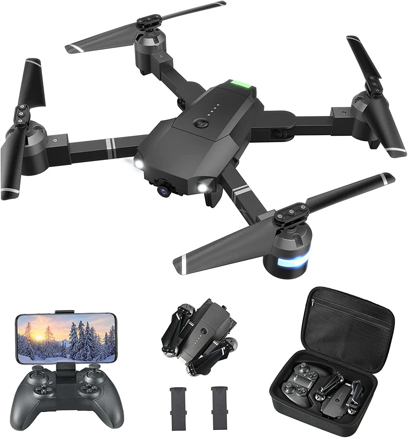 ATTOP X-PACK 18 Camera Drone - 1080P FPV Drones with Carrying Case, Long Distance Quadcopter Equipped w/2 batteries, One key Return/Emergency Stop, ATTOP Drones for Adults/Beginners, Girls/Boys Gifts
