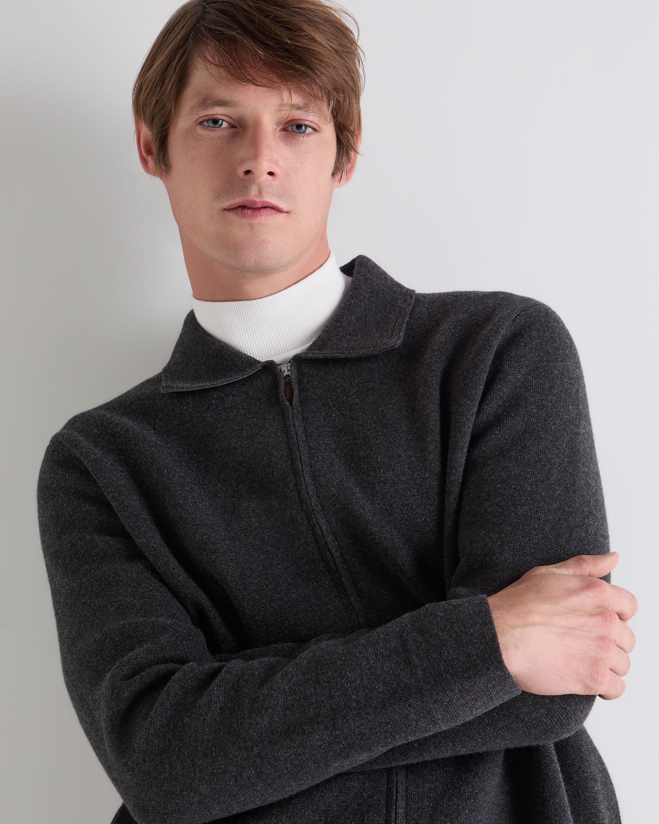 Men's Milano Cashmere Shirt Deep Charcoal Grey