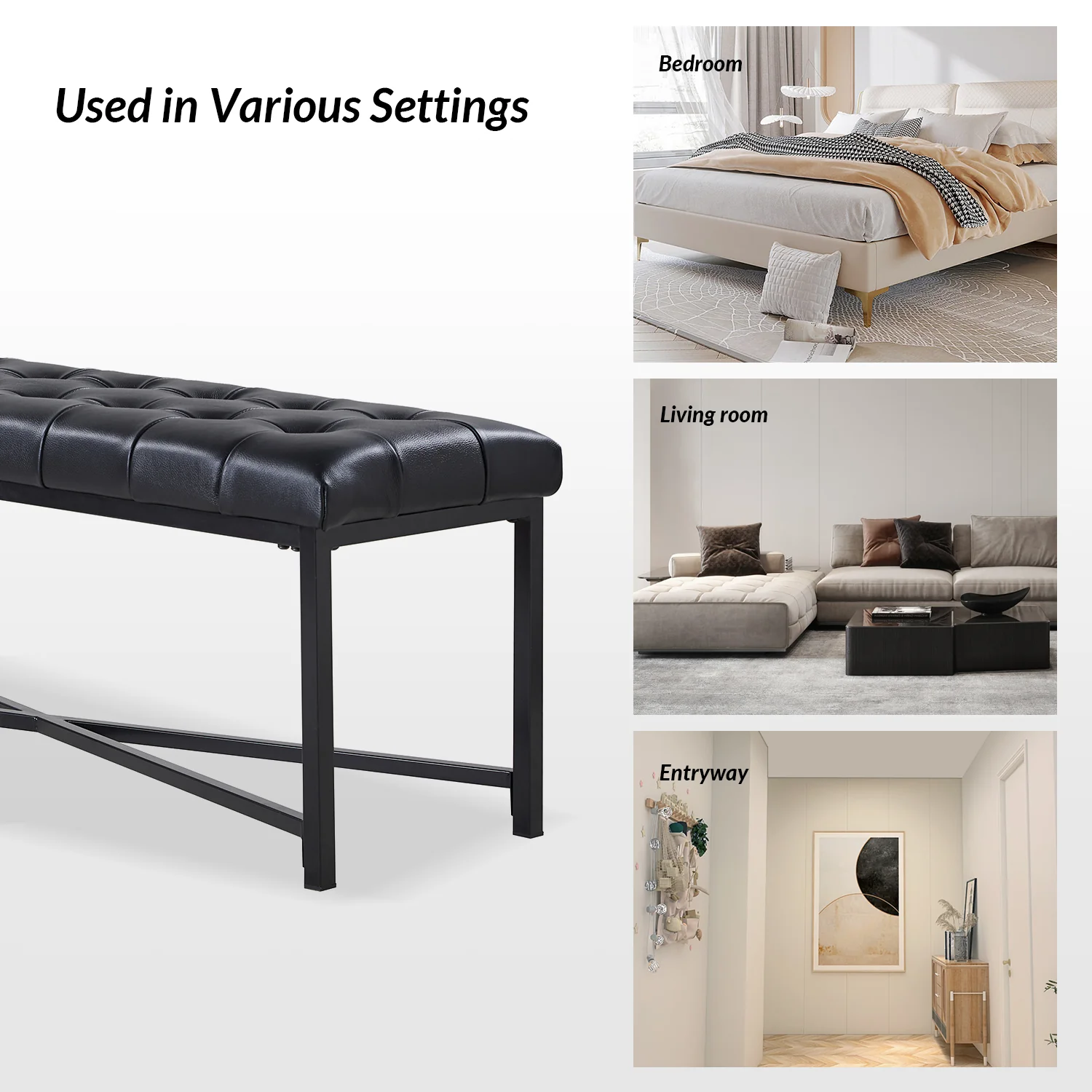 Arnold Upholstered Flip Top Storage Bench in Black