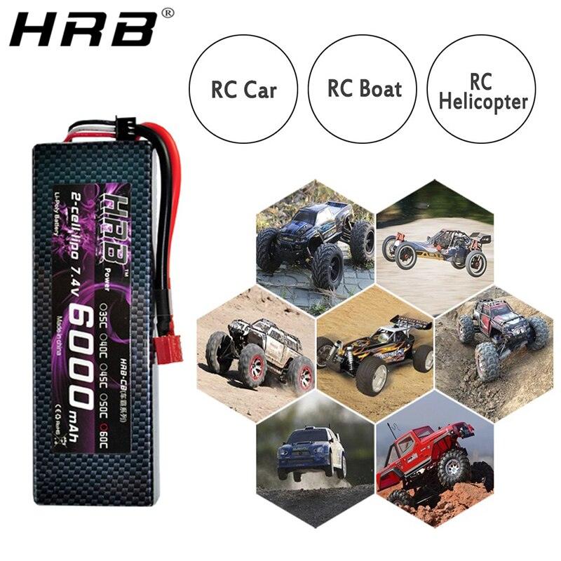 2PCS HRB Hard Case Lipo Battery 2S 3S 4S 6000mah 5200mah 7000mah 60C XT60 Deans EC5 XT90 Cars FPV Boat