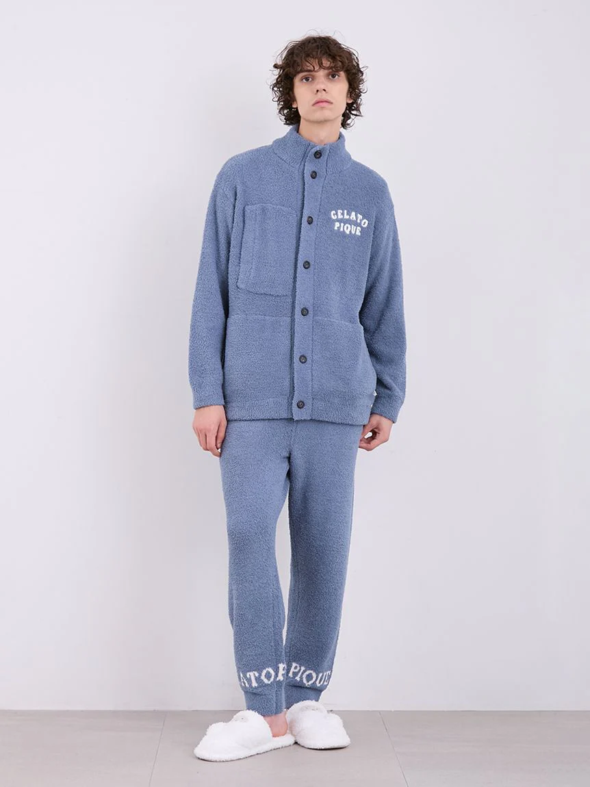 Mens Powder Gelato Monster Button-Front Lounge Cardigan