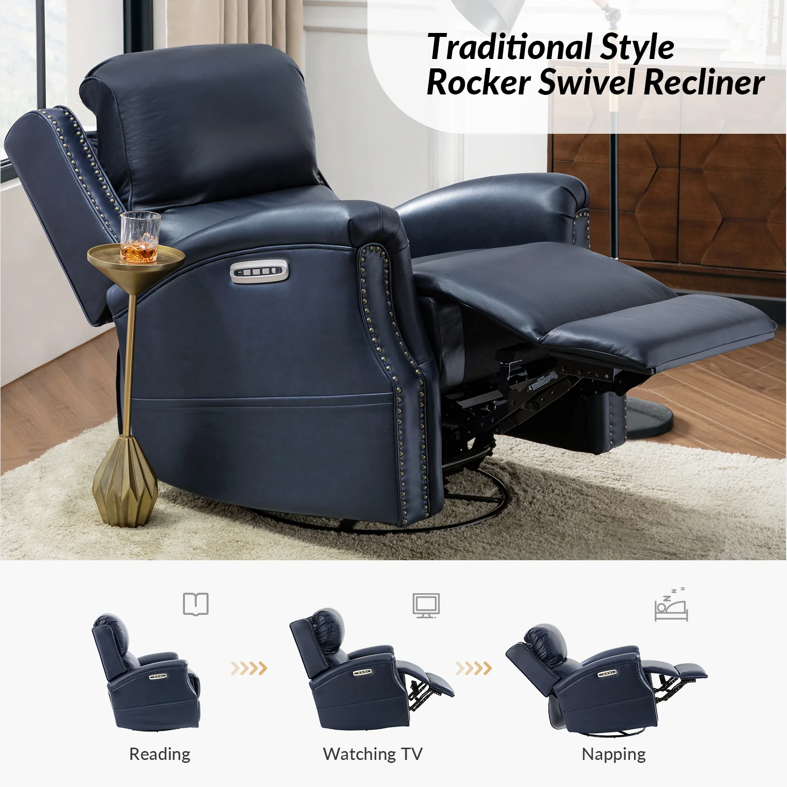 Andreas Recliner in Navy