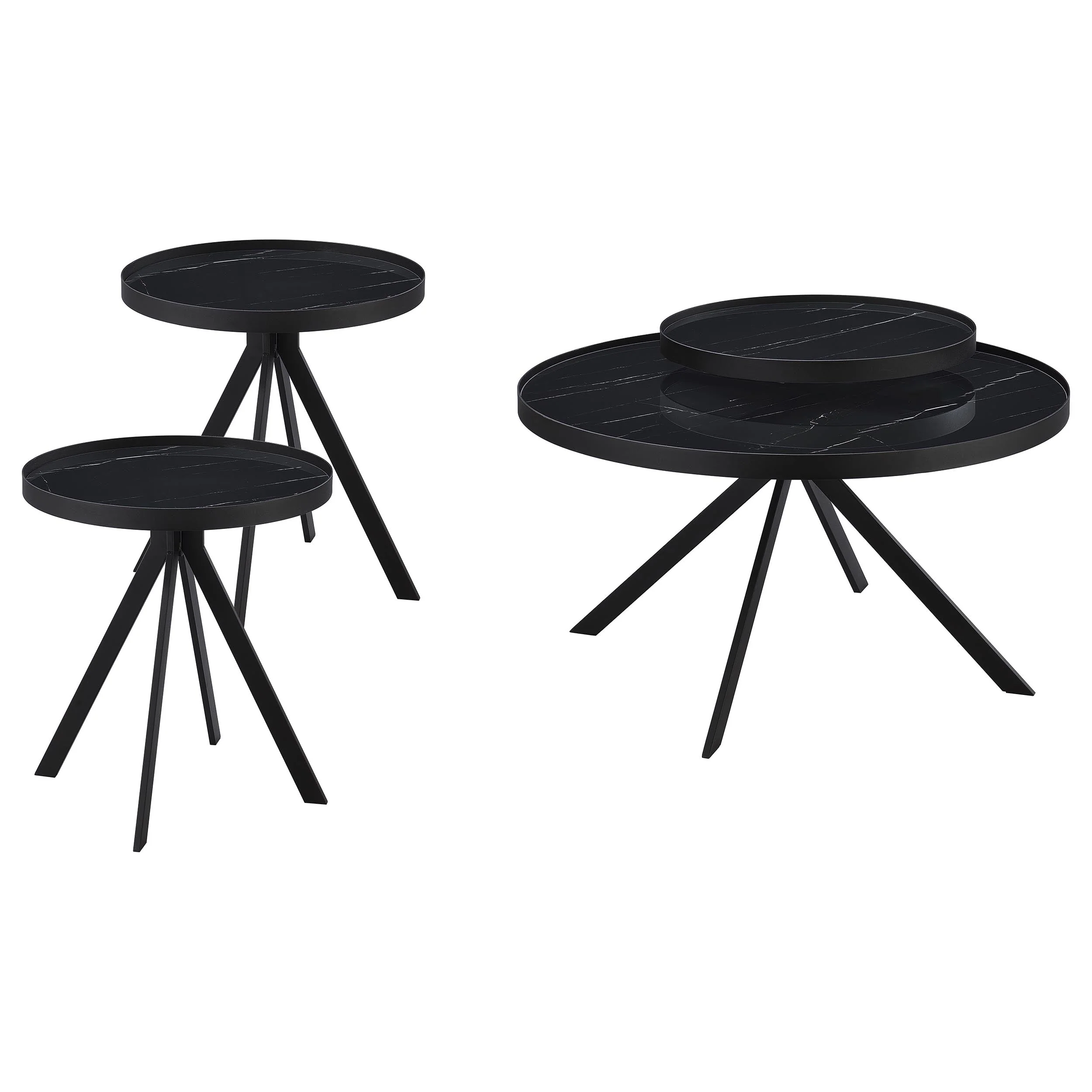 Briggs  Round Coffee and End Table Set Black