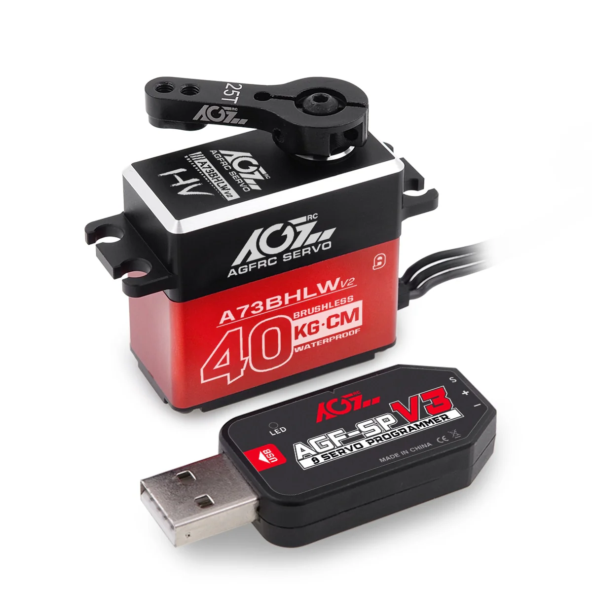 AGFRC A73BHLW V2 Servo  - HV 40KG High Torque Brushless Waterproof Digital Standard Servo For 1/10 RC Rock Crawler Buggy Car Boat Truck