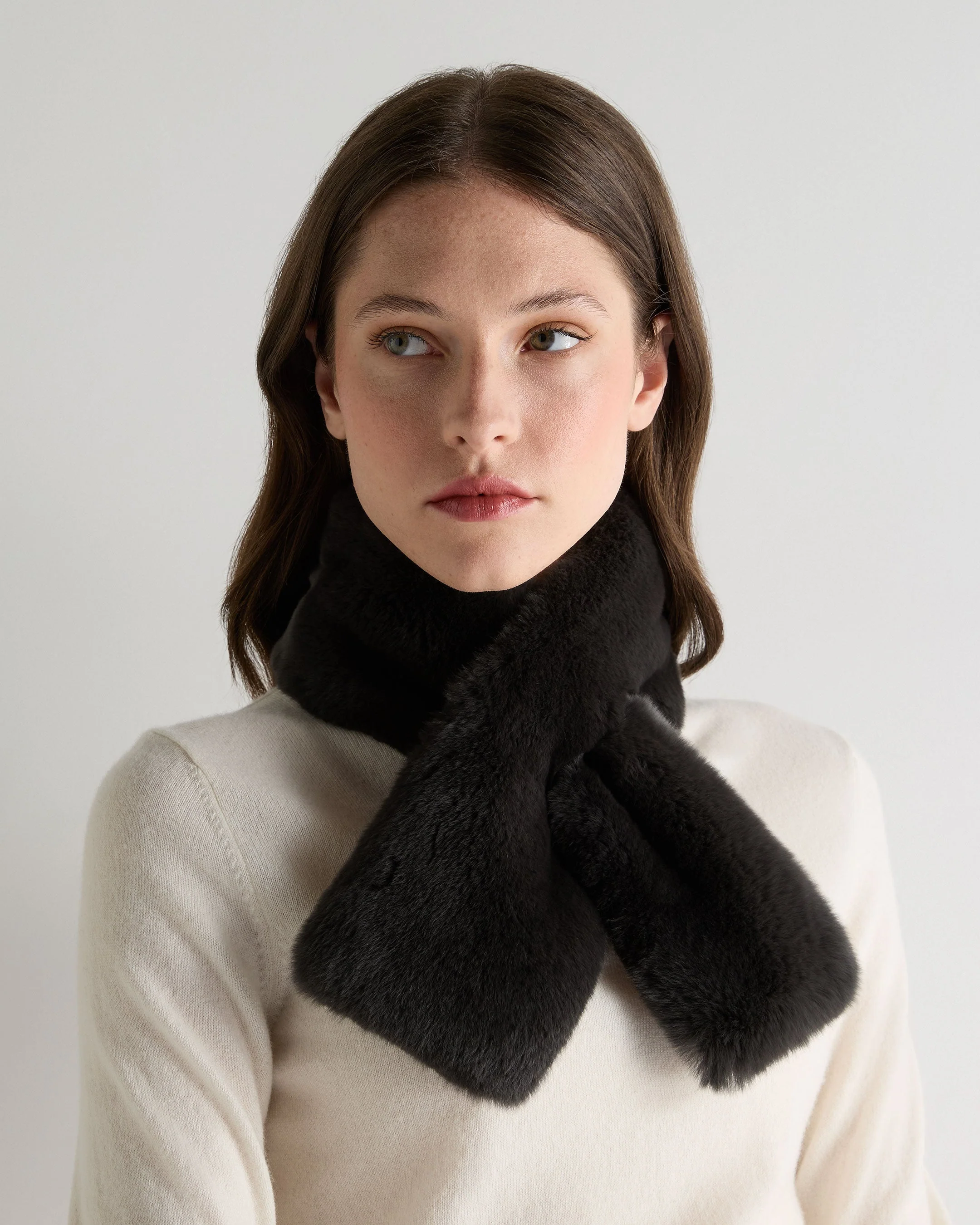 Unisex Fur Neckwarmer Dark Charcoal Grey