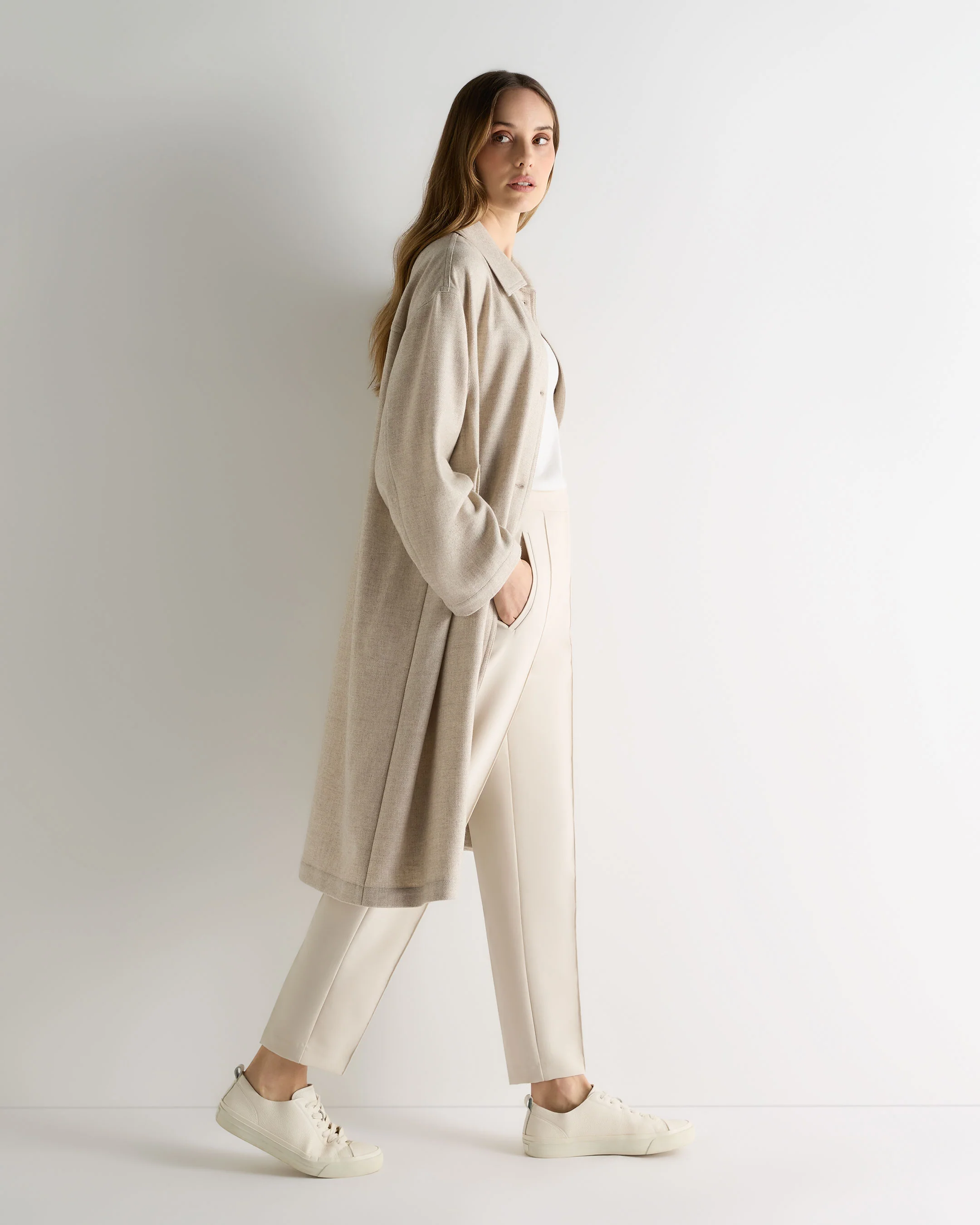 Women's Woven Cashmere Coat Beige Brown
