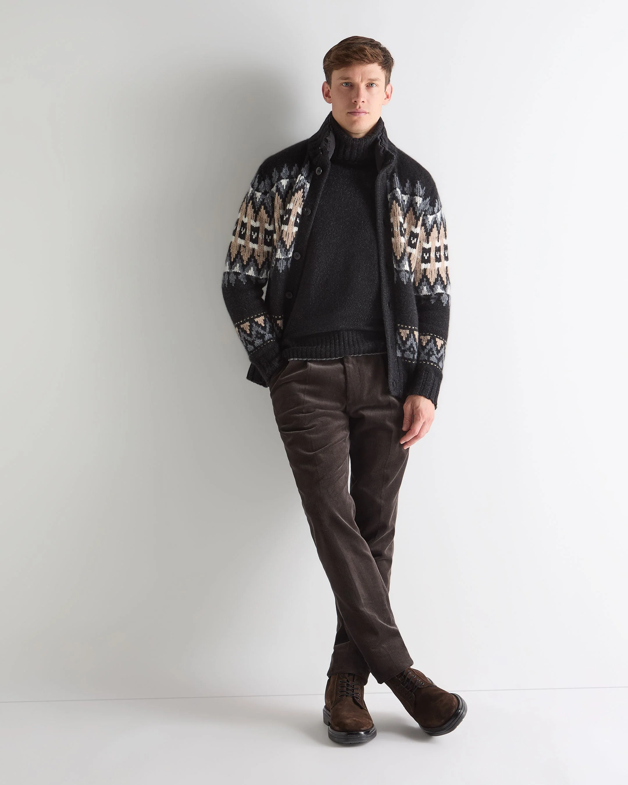 Men's Brompton Turtle Neck Cashmere Sweater Charcoal Grey Melange