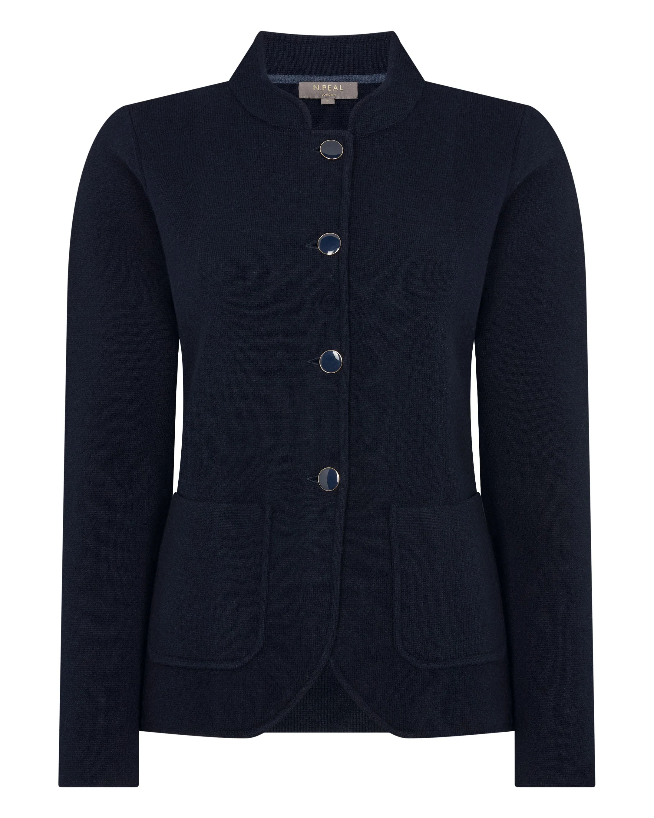 Women's Nehru Collar Cashmere Jacket Navy Blue