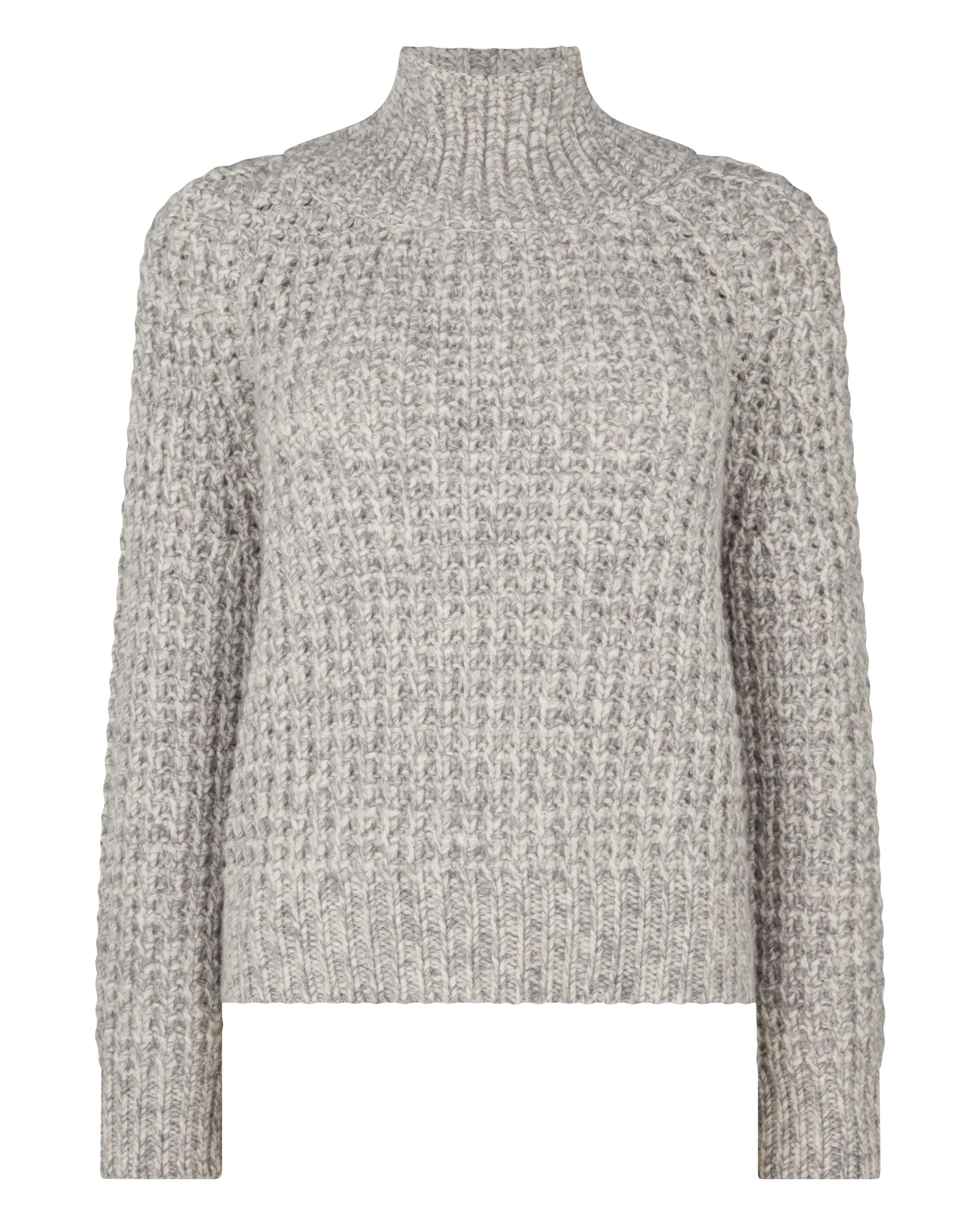 Women's Super Chunky Rib Cashmere Sweater Flannel Grey Marl