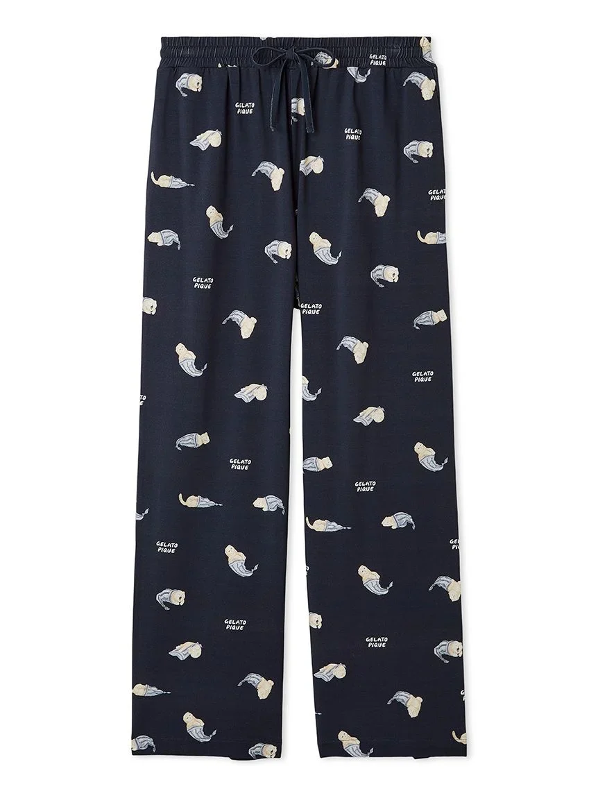 Mens Sleeping Cat Rayon All-over Print Pants