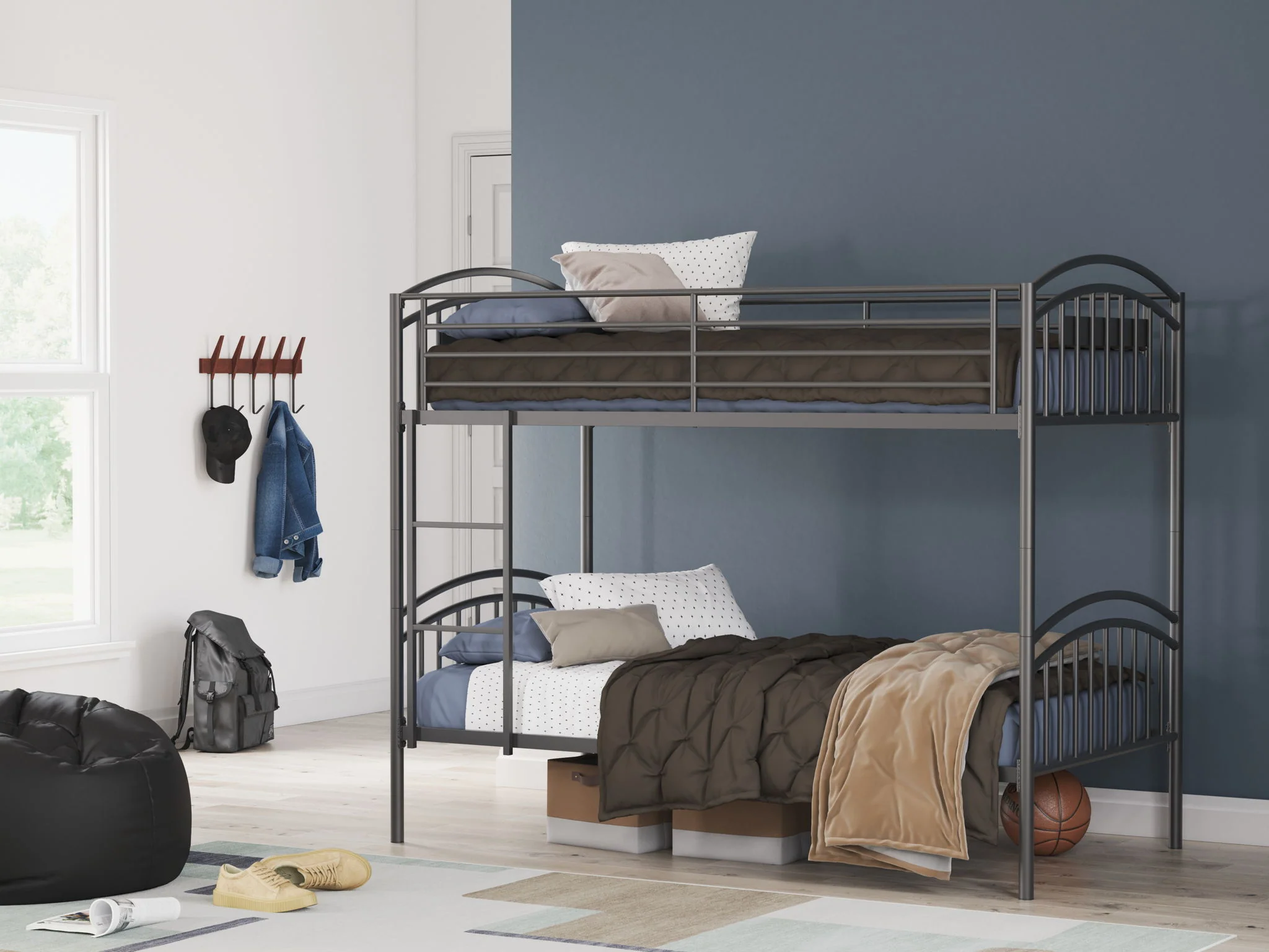 Lanceburg - Twin/Twin Bunk Bed With Ladder - Gray