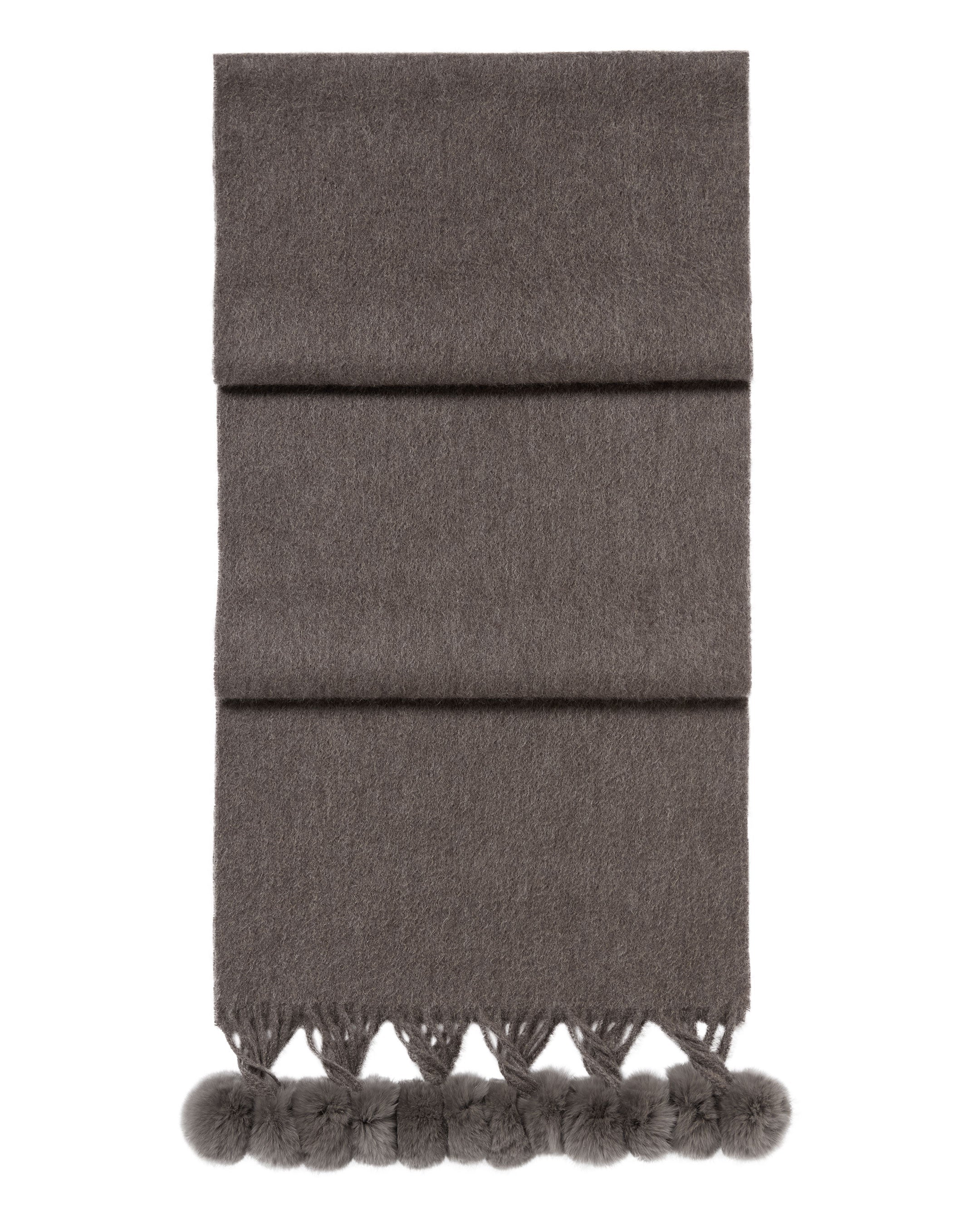 Women's Davos Fur Bobble Cashmere Scarf Otter Brown