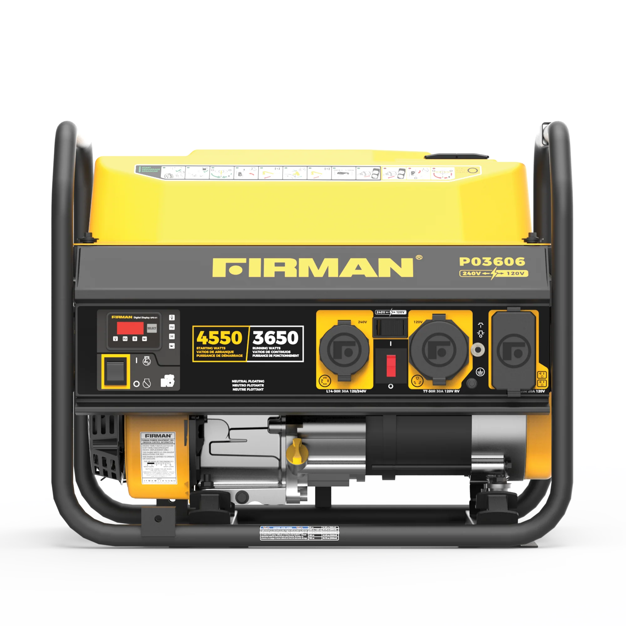 Gas Portable Generator 4550W Recoil Start 120/240V