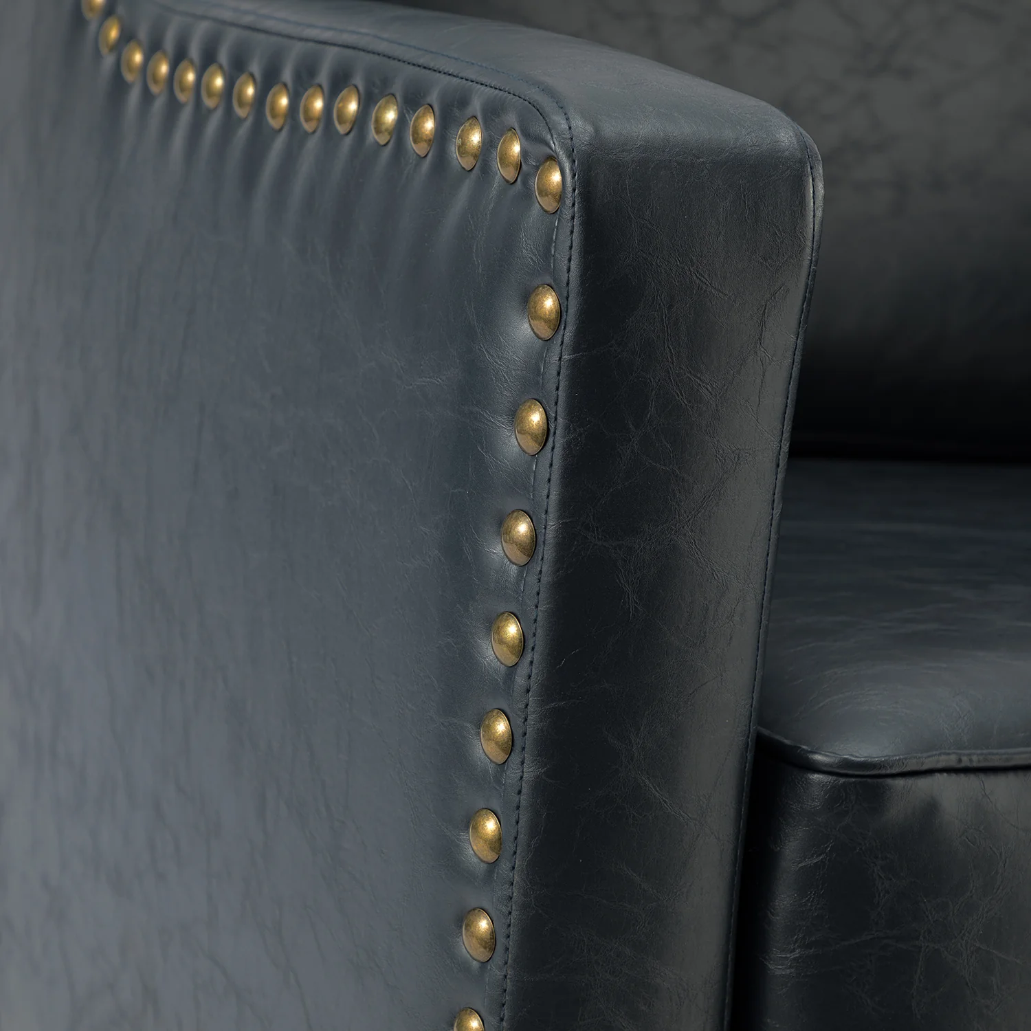 Bonita Vegan Leather Armchair in Navy