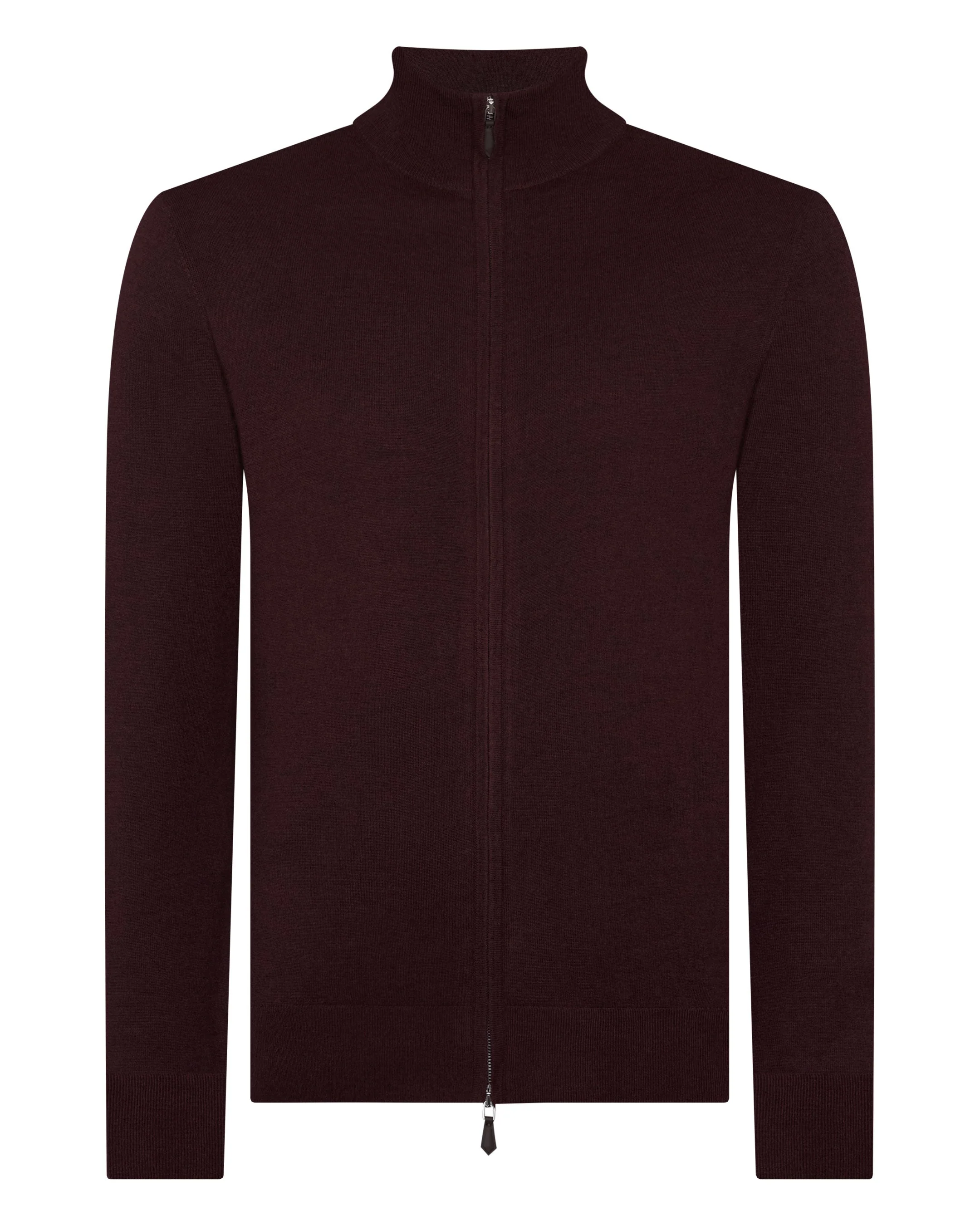 Men's Hyde Fine Gauge Cashmere Full Zip Jumper Claret Red