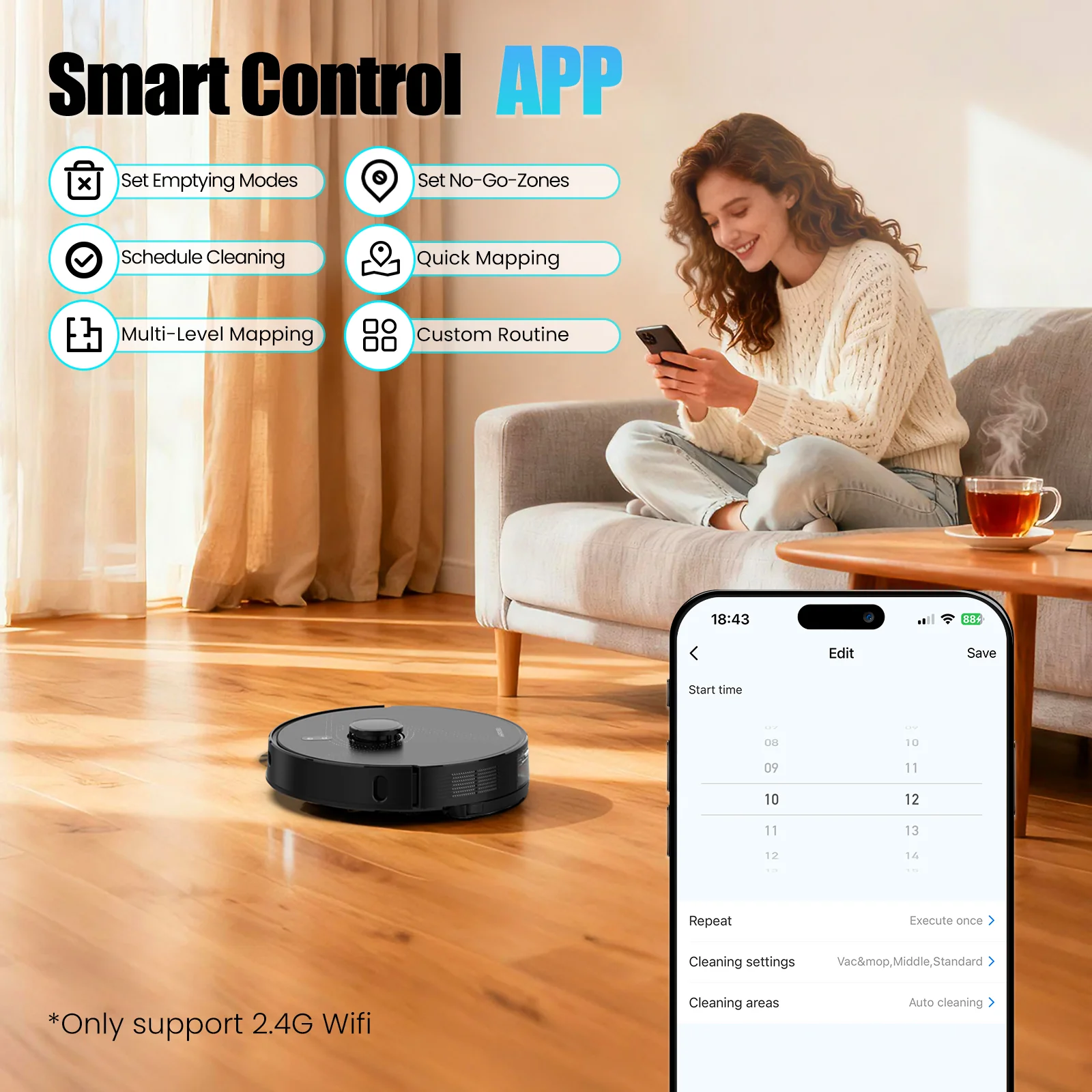 Airrobo Q20+ Robot Vacuum and Mop Self emptying& Refilling,Precision Navigation,Multi-Surface, Pet Friendly